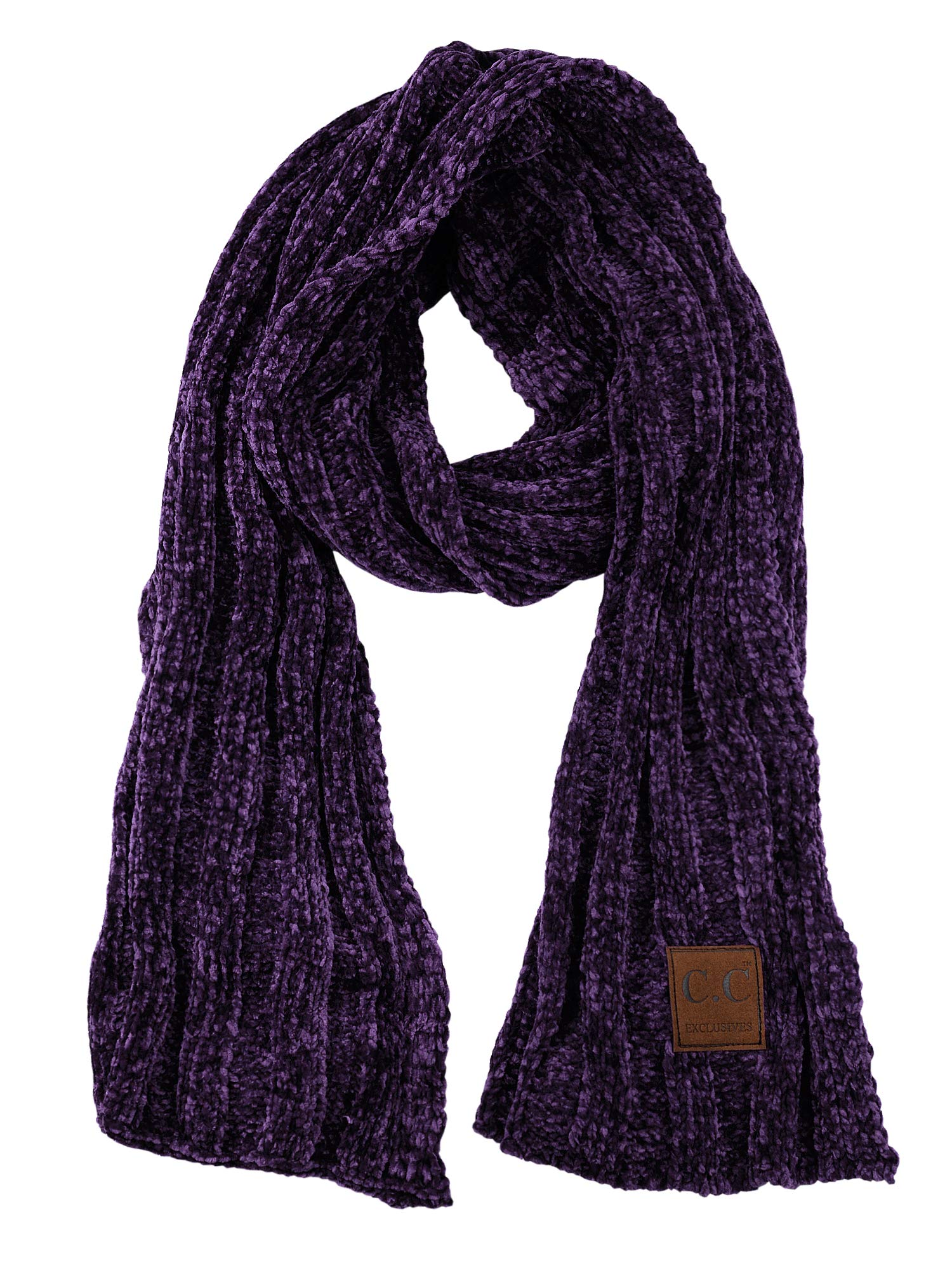 C.CWomen's Ultra Soft Chenille Ribbed Thick Warm Knit Shawl Wrap Scarf
