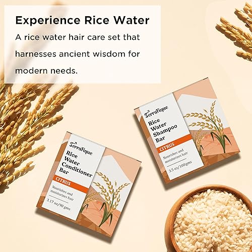 Miniatura 3 de Set de champú y acondicionador de agua de arroz, aroma cítrico, para cabello adelgazante, seco y dañado, apto para viajes, 3.17 onzas