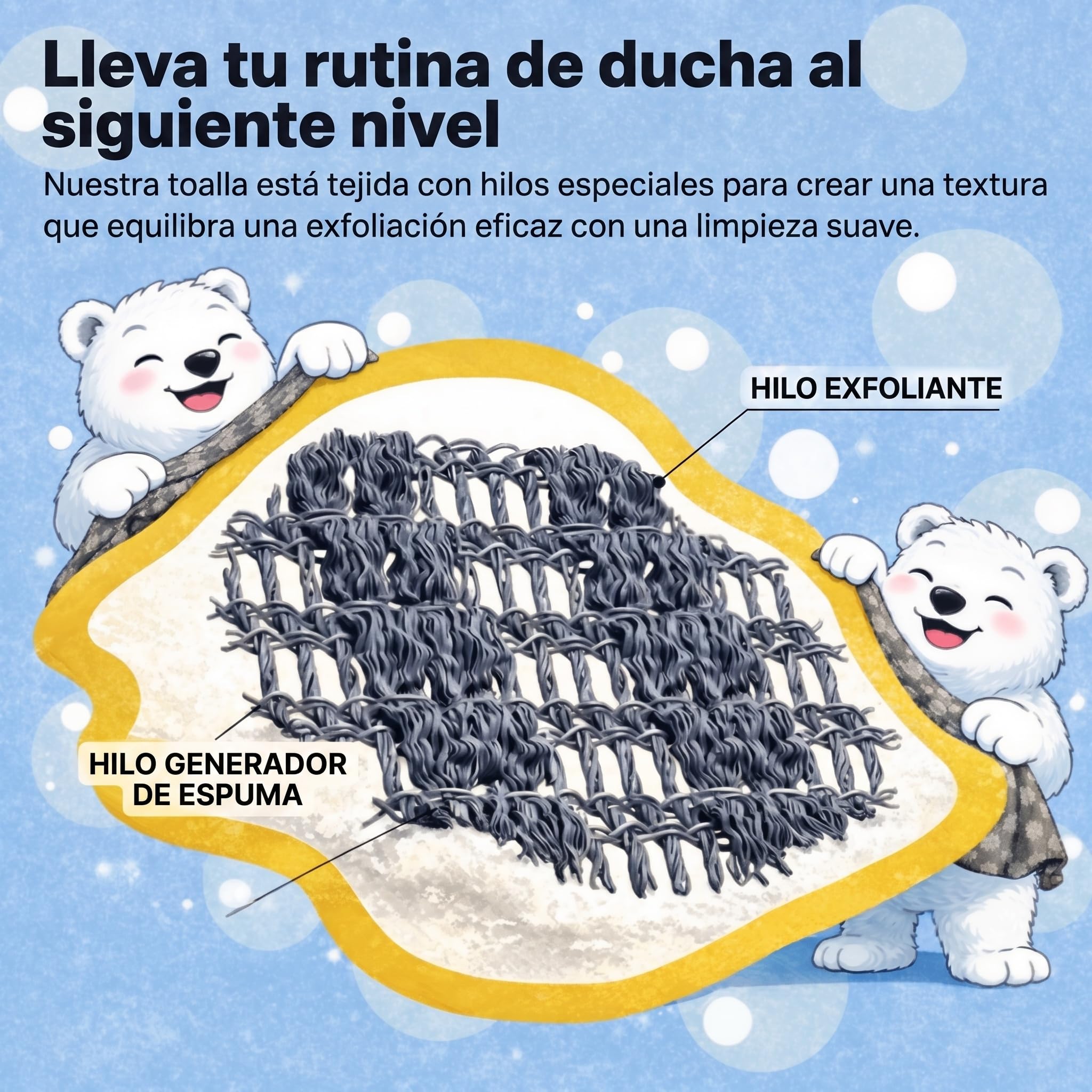 isamundo toalla exfoliante, antibacteriana para ducha con fibras de carbón de bambú y plata natural, toalla exfoliante japonesa suave de secado rápido para espalda cuerpo