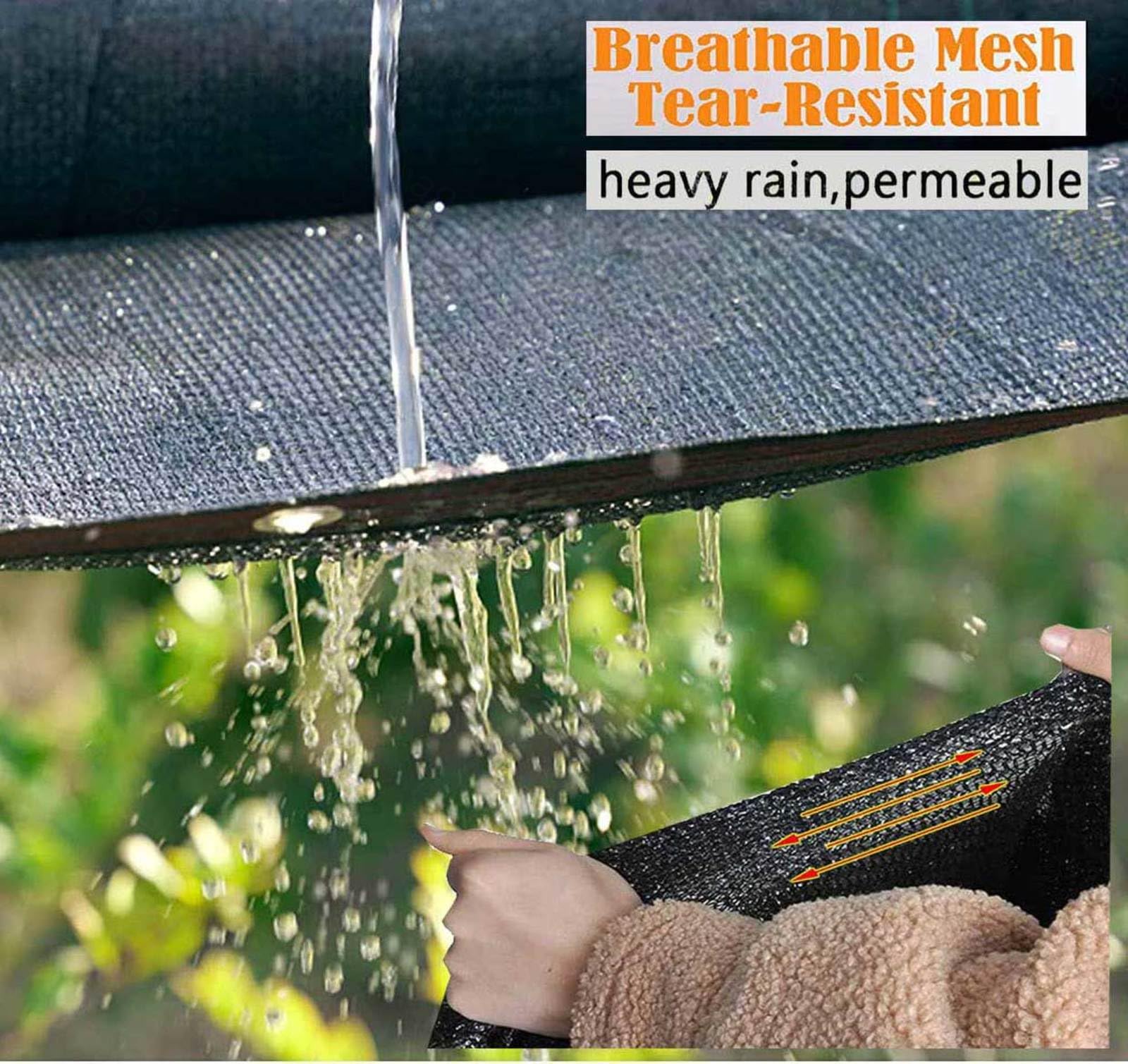Lona con ojales para exteriores de 5 x 5 pulgadas, toldo de protección UV del 90 %, tela duradera para jardín, balcón, patio, malla antigranizo, versátil color negro, refugio de 4 x 7 m