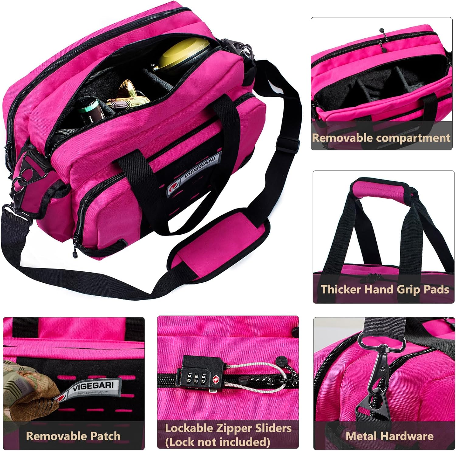 Tactical Pistol Range Bag for 3 Handguns, Gun Range Bag with 6 Magazine Slots, Lockable Zippers, Ammo Storage, MOLLE Handgun Case for Shooting Range Accessories