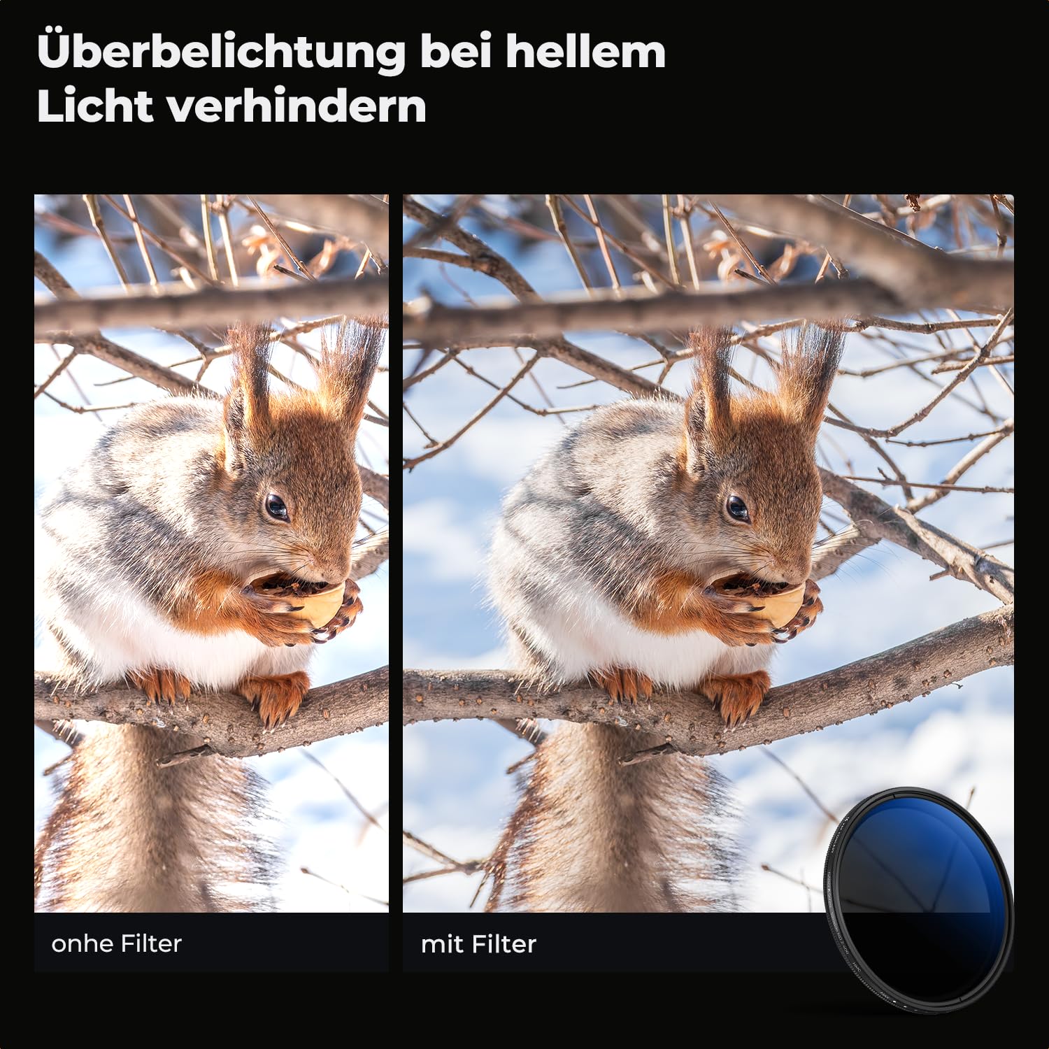 K&F CONCEPT 43mm ND Filter Variabler Graufilter ND2-ND400 (1-9 Blendenstufen) mit DREI Reinigungstücher für Landschaftsfotografie（Nano-Klear Serie）