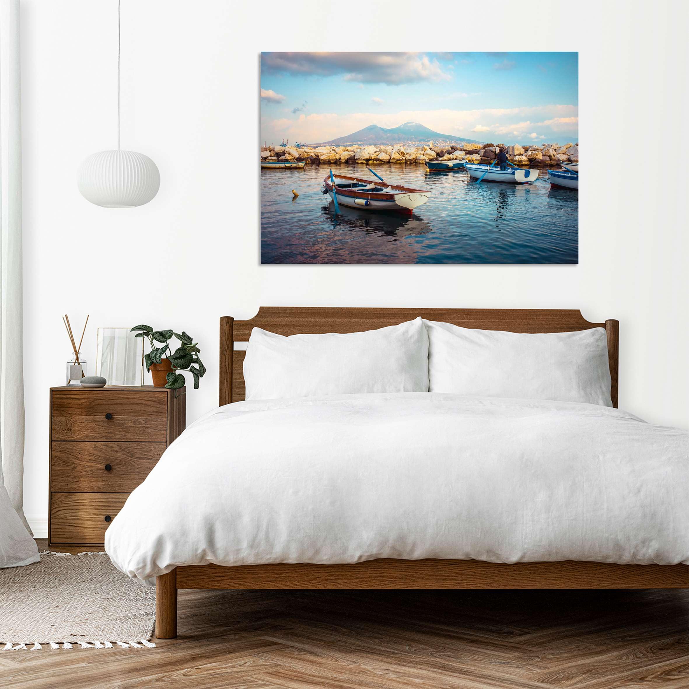Panorama Napoli Vesuvio - Quadro Stampa su Tela con Telaio in legno - 150x100 cm