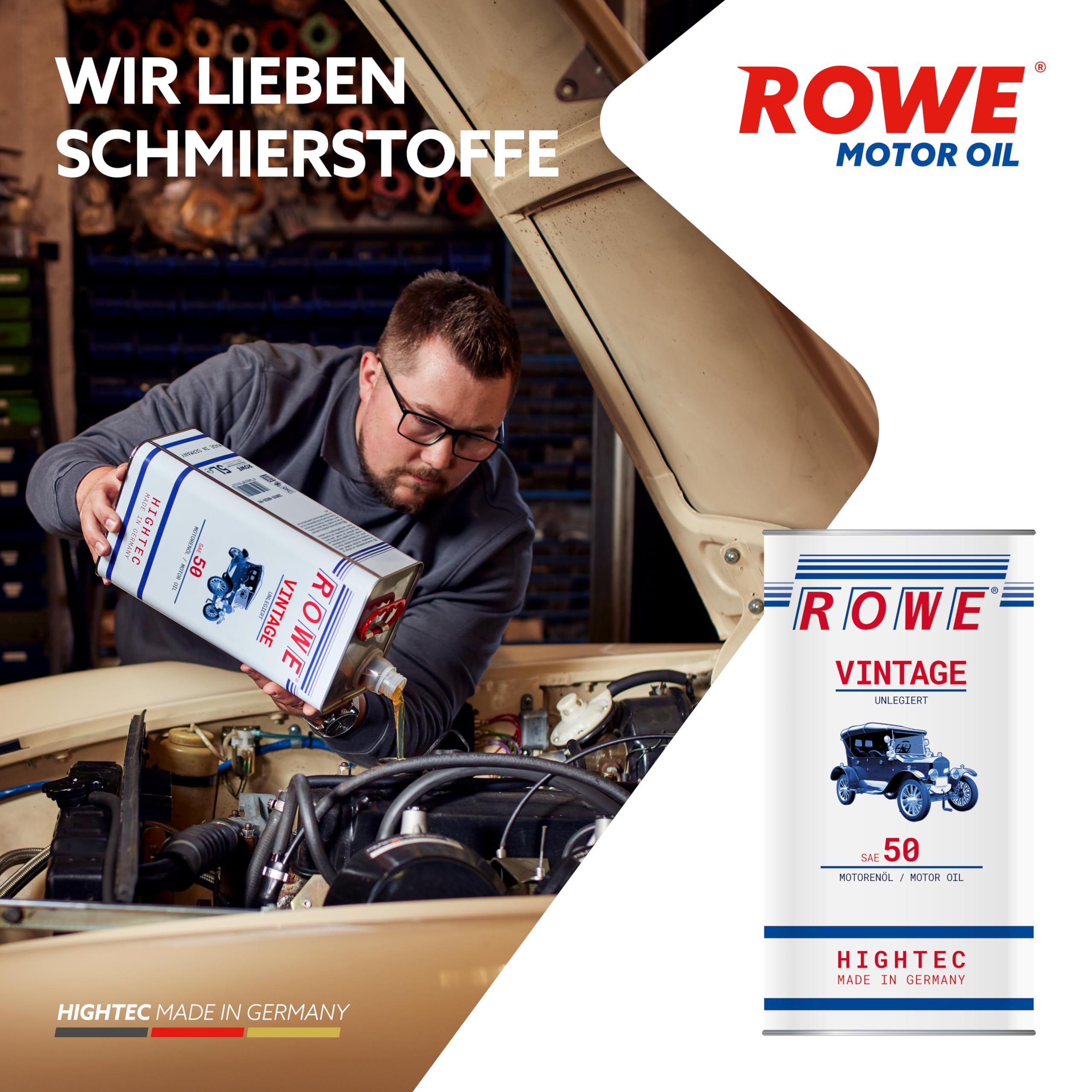 ROWE Aceite de motor SAE 50 Vintage Aceite mineral API SA 4L
