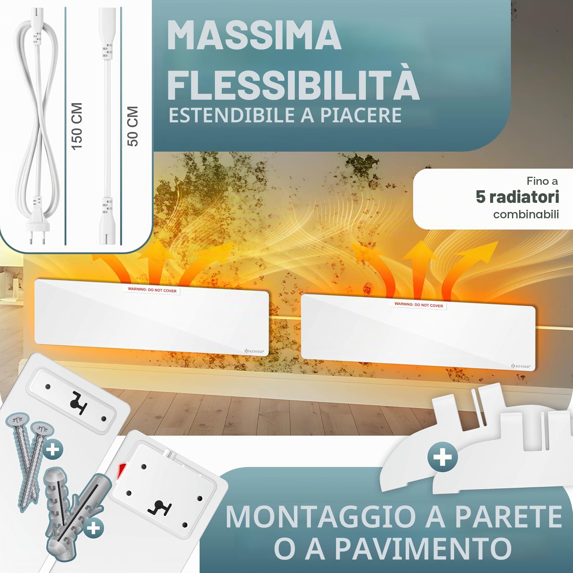 Kesser Muffa - Riscaldamento a infrarossi - Antimuffa Riscaldamento a parete da 50 W Riscaldamento a parete e vasca da bagno Senza muffa Alternativa a spray e vernici antimuffa - Risparmio energetico