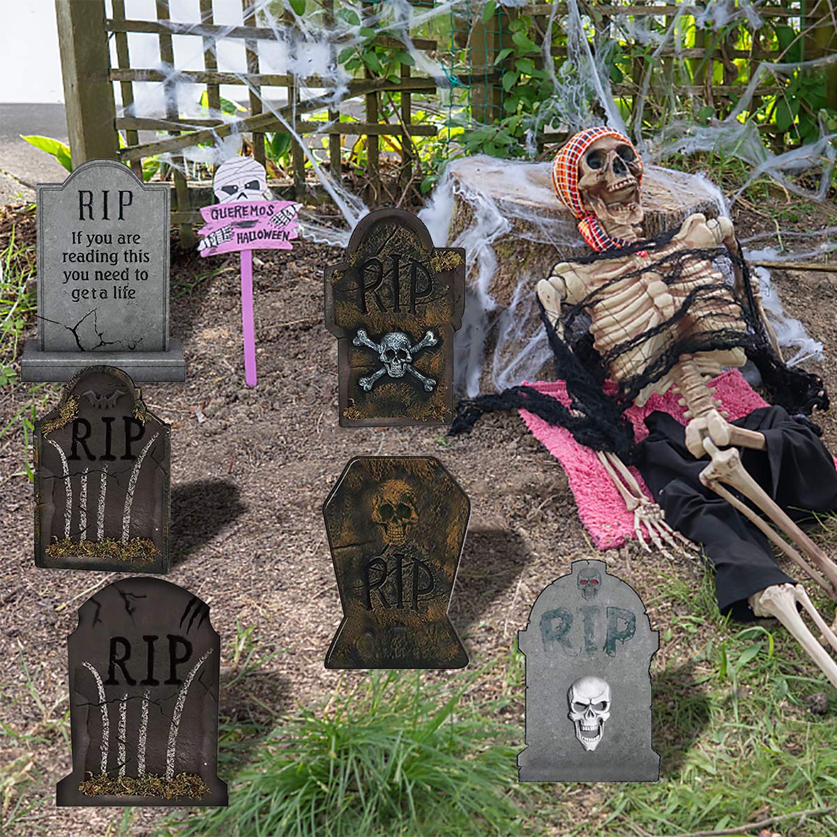 ハロウィン　コーネリアス墓石 Amazon.co.jp: Sasylvia 5個 ハロウィン墓地 墓石 苔むした墓石