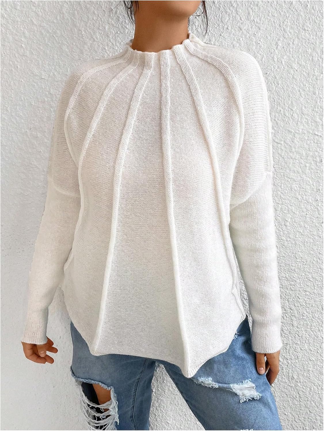 SOLY HUX Women's Plus Size Sweater Mock Neck Long Sleeve Knit Casual Trendy Fall Pullover Tops