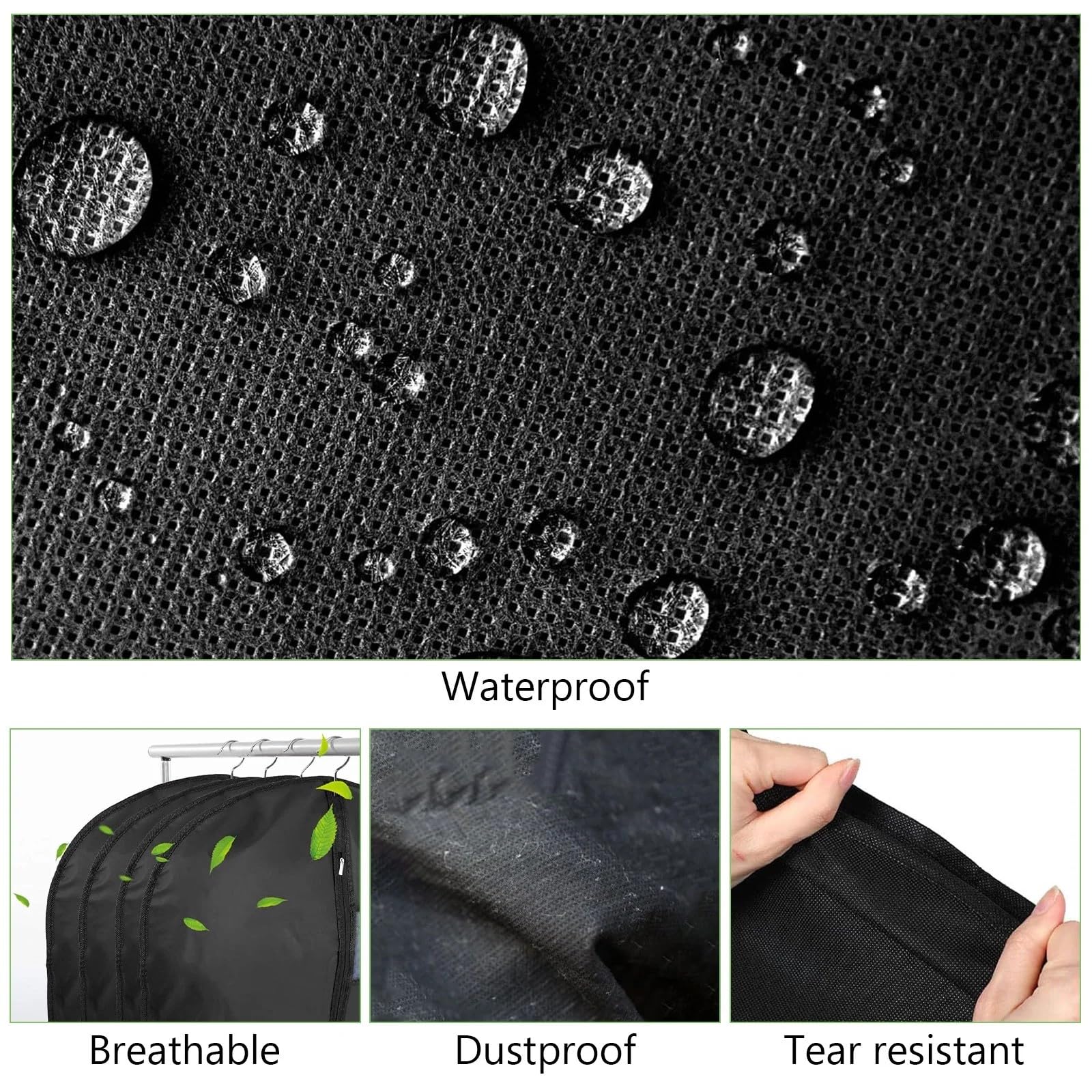 Garment Bag Suit Bag for Hanging Clothes,40'' Dress Bag for Closet Storage and Travel with Clear Window,Dress Cover Suit Cover Bags for Suits,Coats,Jackets,Black