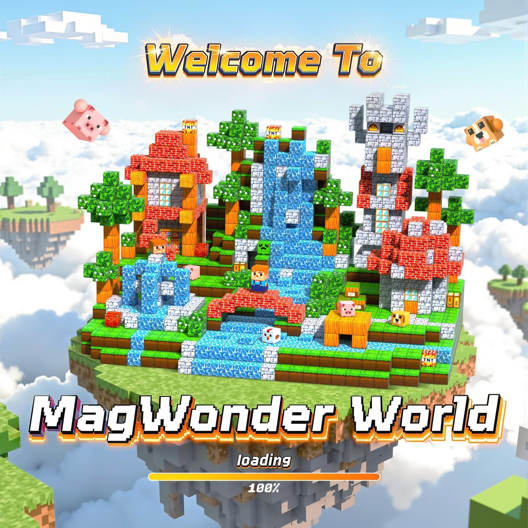 Pourbibi Costruzioni Magnetiche per Bambini,Giocattolo Educativo Montessori,Giochi Magnetici per Bambini 3 4 5 6 7 8 9 10 Anni,Regali di Compleanno 3-10 Anni