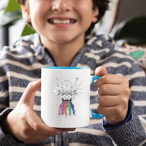 Miniatura 2 de Dragon Roaring Rainbow Gift for Fantasy Fans with Rainbow Dripping From Its Mouth 11oz 15oz Inner Color Accent Mug