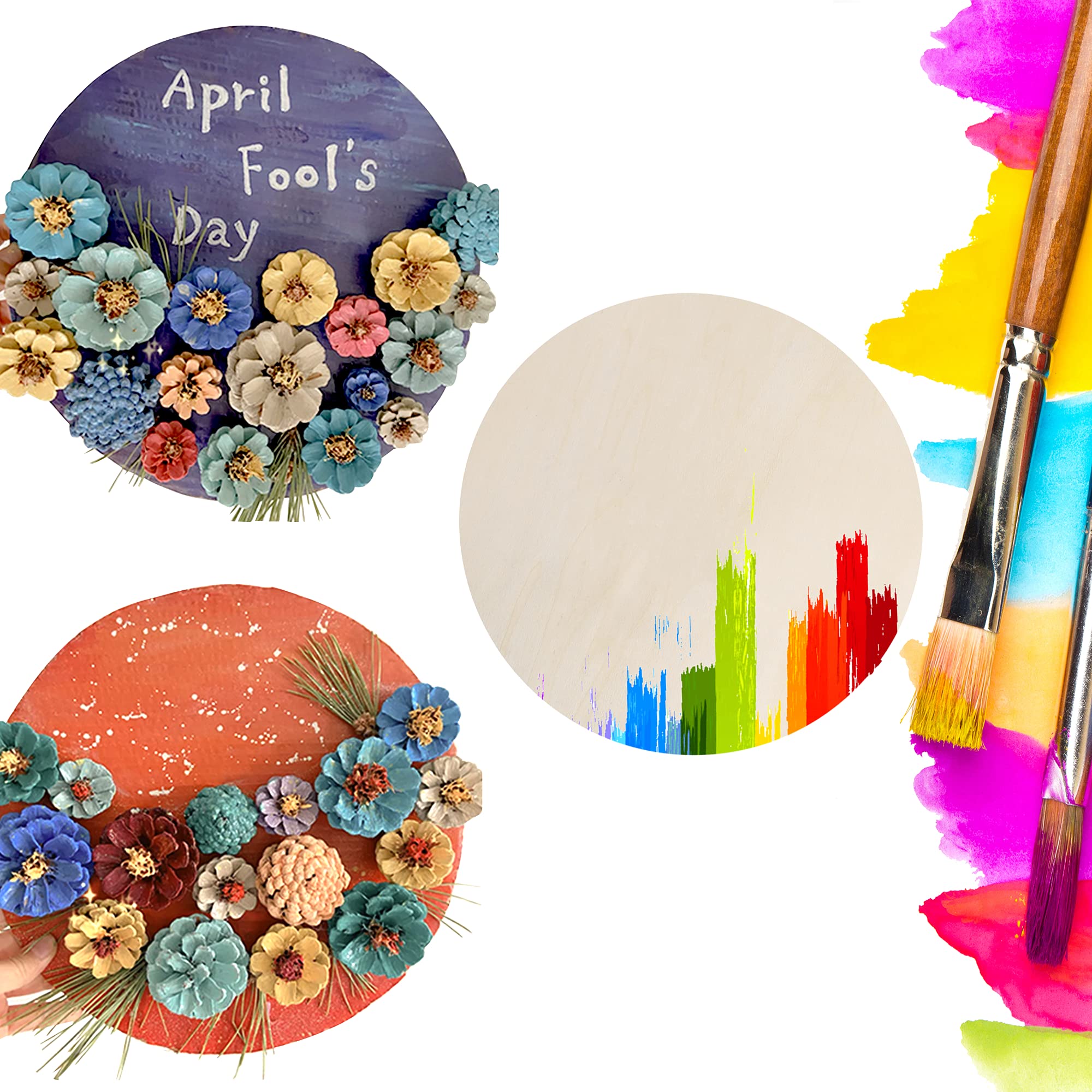 Amazon.co.jp: 未完成の木製サークル 5個 12インチ 木製サークル