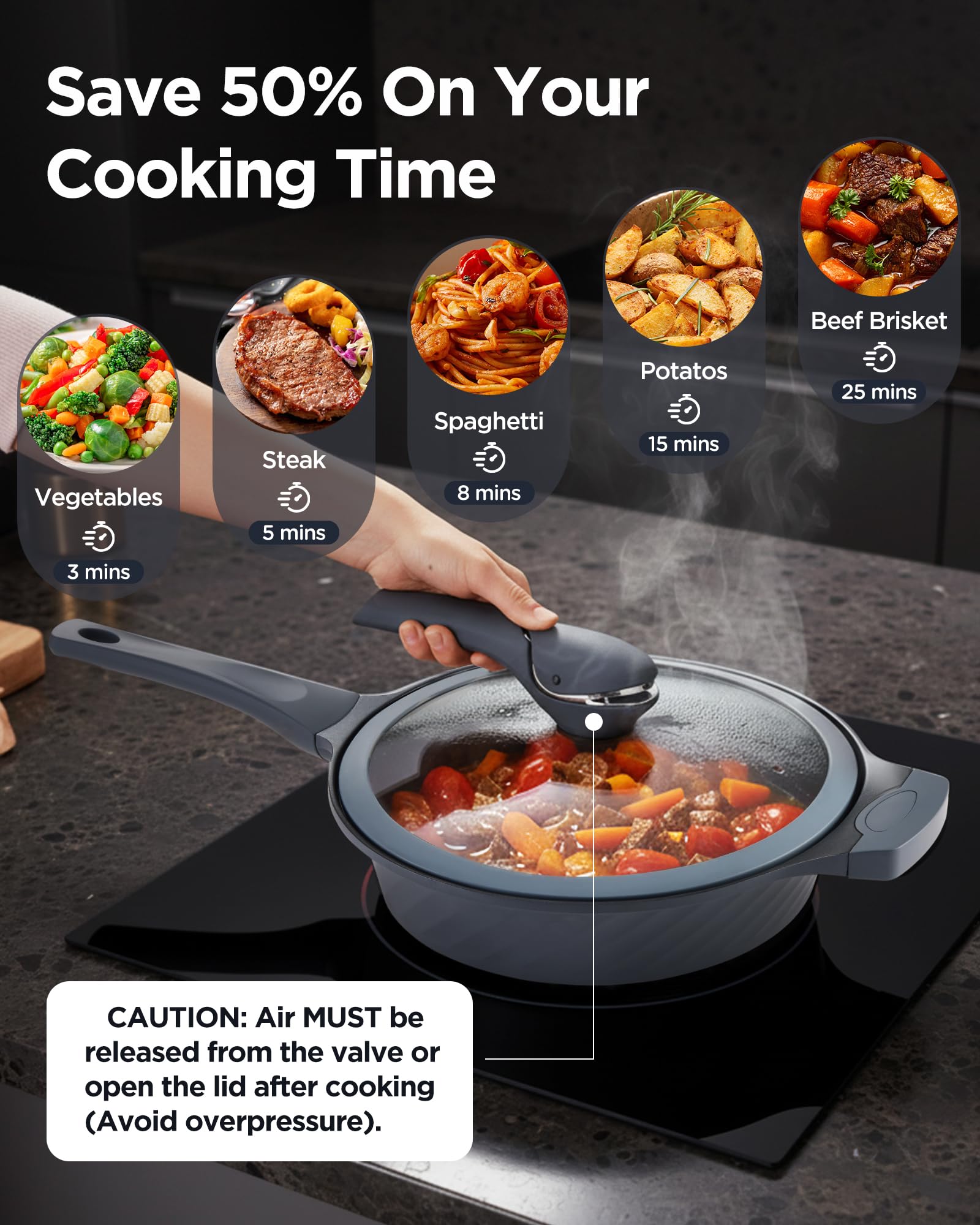 FryDish 12" Deep Sauté Pan - Nonstick & Durable -2
