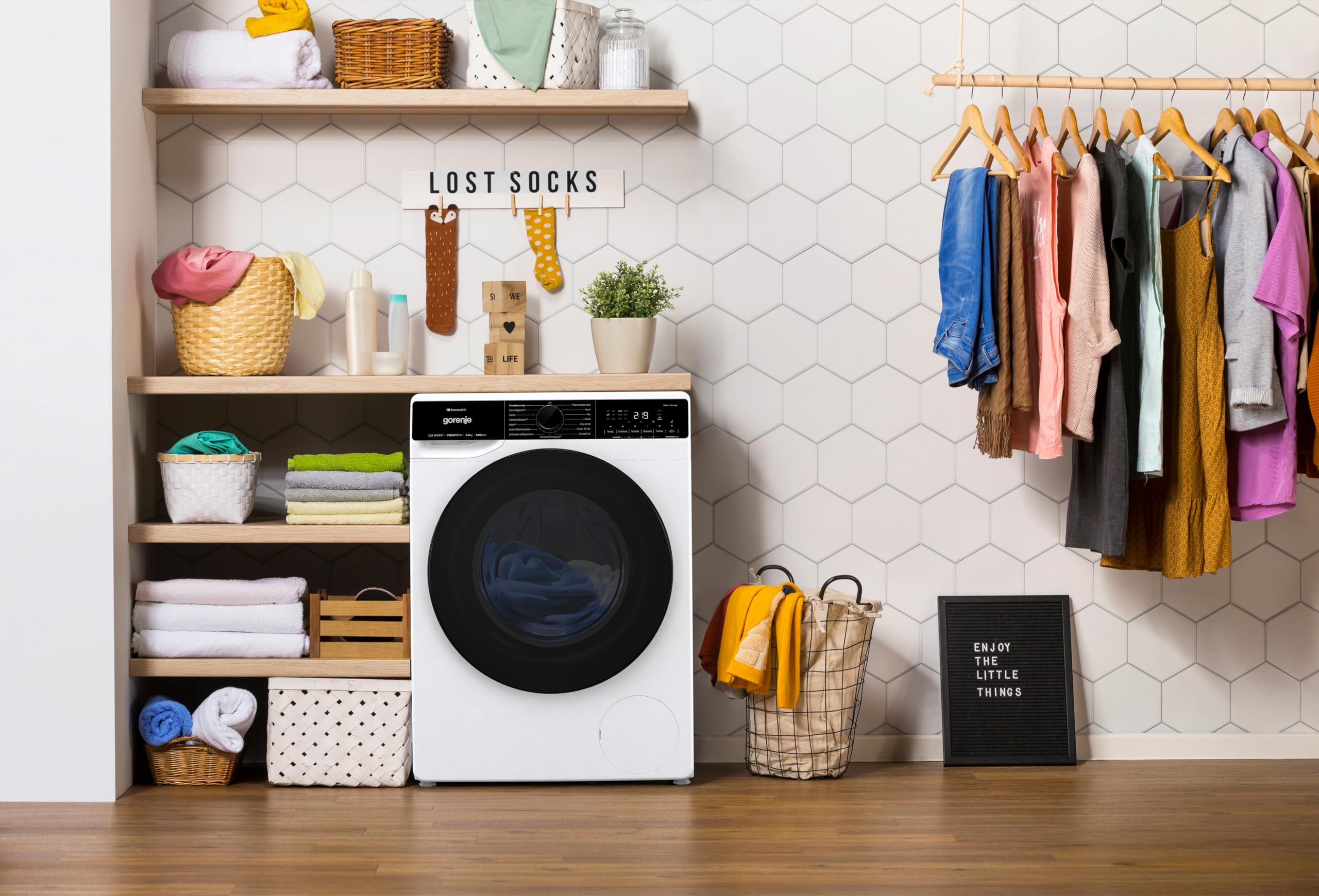 Gorenje WPNA 84 SATSWIFI Waschmaschine mit Dampffunktion / 8 kg / 1400 U/Slim Line/ConnectLife WiFi/Total AuaStop/Inverter PowerDrive Motor/Edelstahltrommel/Kindersicherung/EEK A