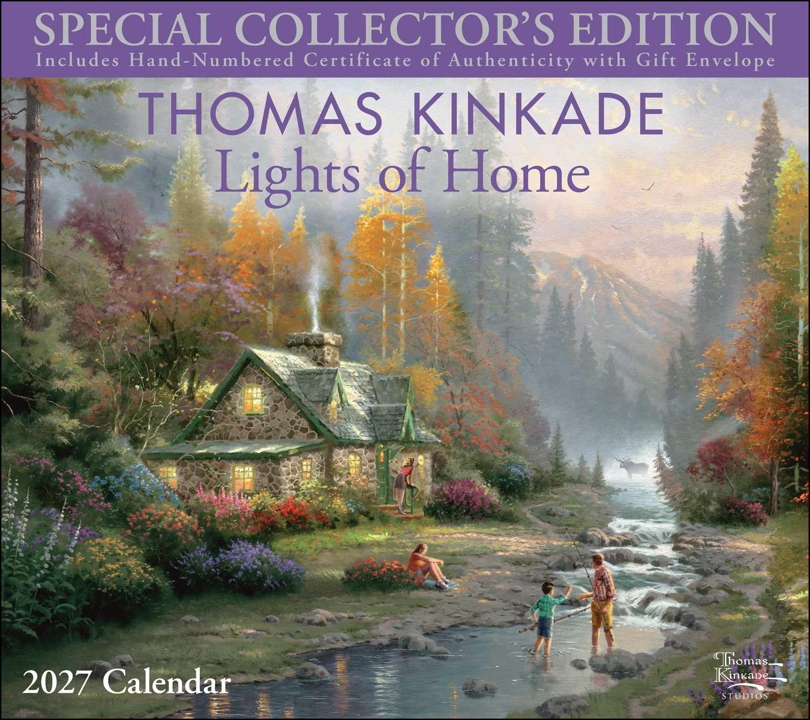 Thomas Kinkade Special Collector's Edition 2027 Deluxe Wall Calendar with Print: Lights of Home