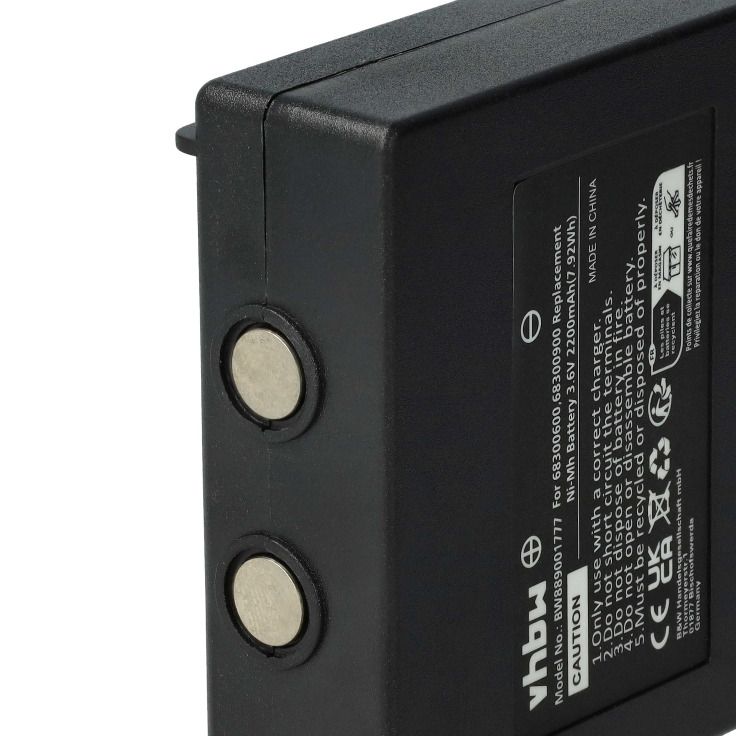 vhbw 5X batería reemplaza Hetronic 900, 68300900, 68300600, HE900 para Mando a Distancia Industrial (2200 mAh, 3,6 V, NiMH) - Negro