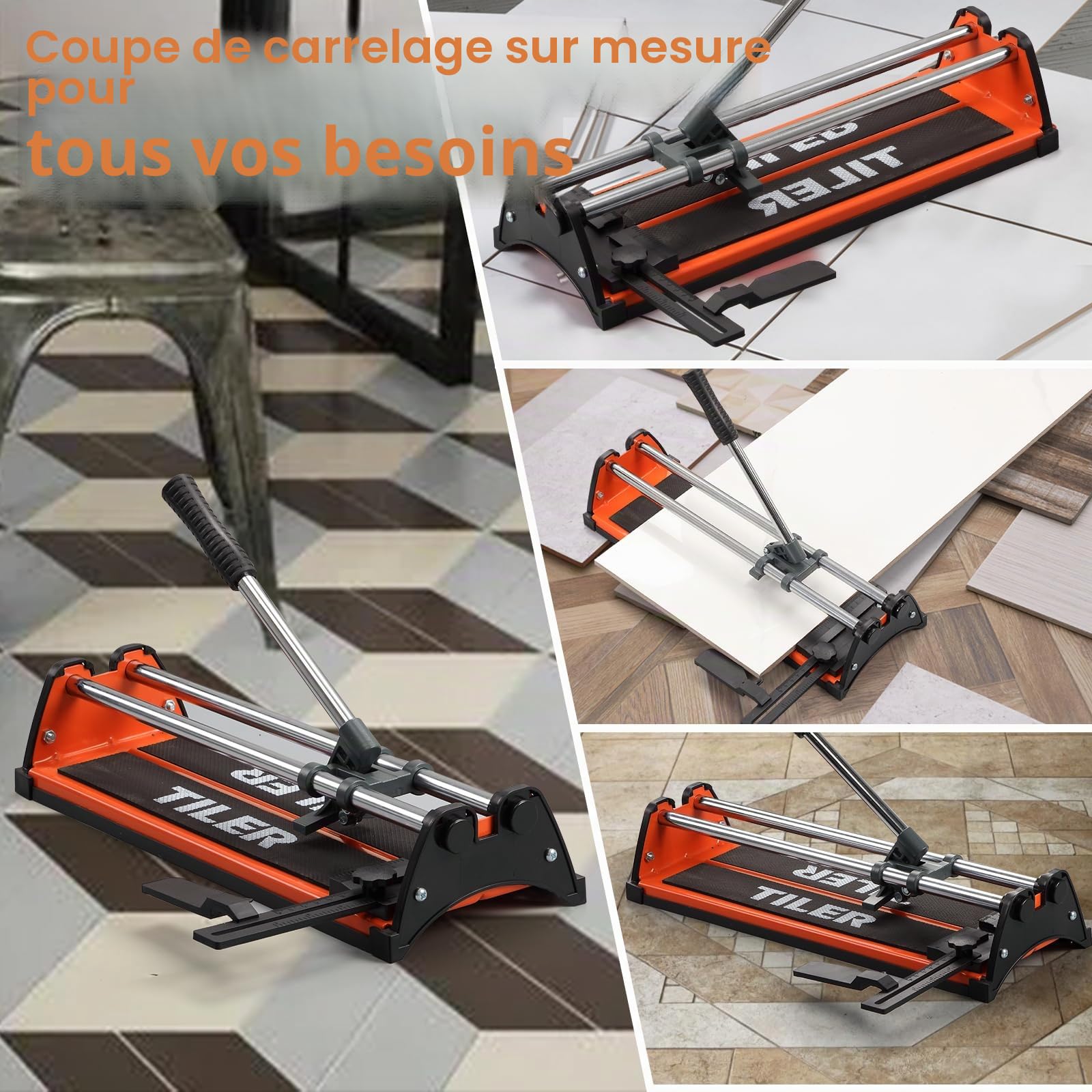 TILER Coupe-Carreaux Manuel 430 mm, Machine Professionnelle avec Roue en Carbure de Tungstène, Précise pour Céramique et Porcelaine