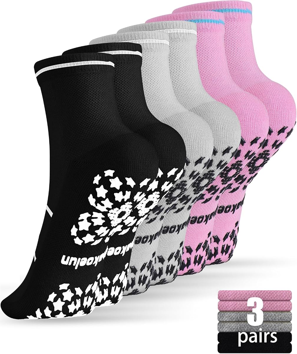 Non Slip Pilates Socks with Grips for Yoga, Barre, Grippy, Hospital, Ballet for Women with Arch Support.