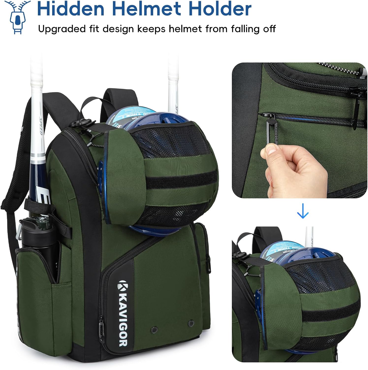 Baseball Bag for Youth and Adult, Softball Bag 50L Large Capacity Holds 4 Bats, Equipment Backpack with Shoes Compartment - Image 3