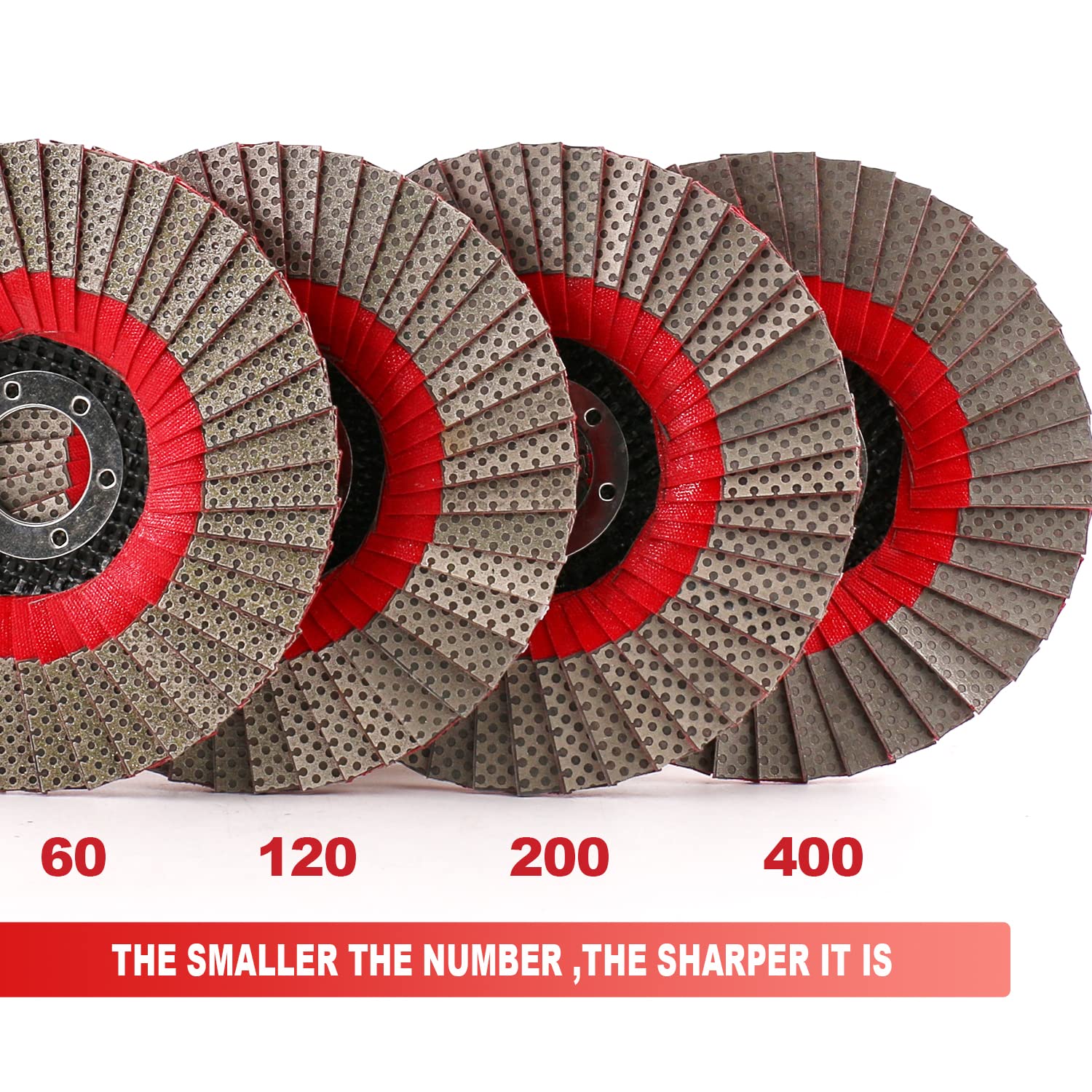 12,7 cm 4 Stück 60/100/200/400 Körnung Schleifscheiben Fächerschleifscheibe für Winkelschleifer Diamantschleifpad