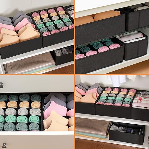 Vista 13 de GOGOODA 4 organizadores de calcetines y ropa interior, organizador de calcetines de armario y cajas de almacenamiento para lencería, brasieres