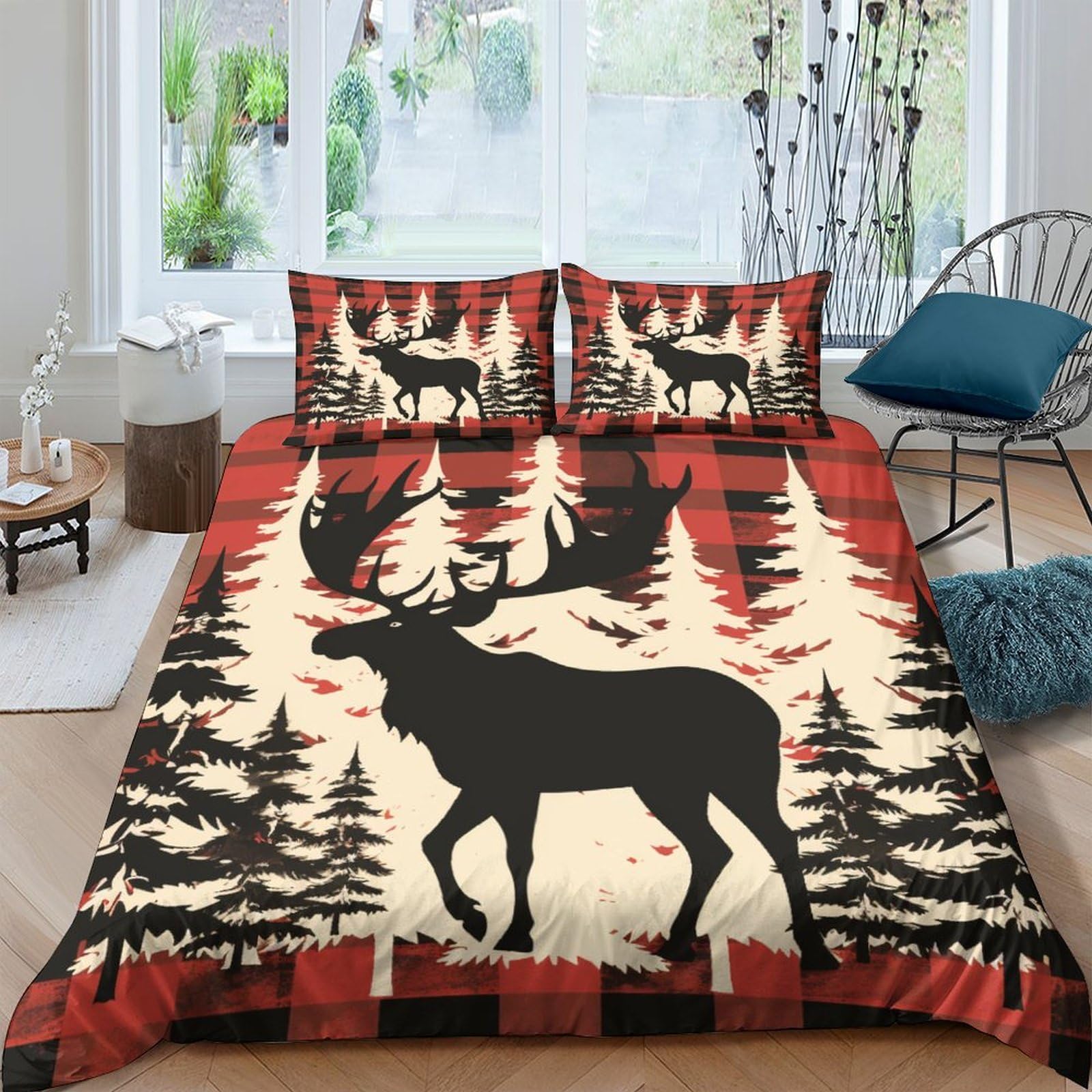 Housse de couette cerf 200x200cm pour ambiance chalet cocooning
