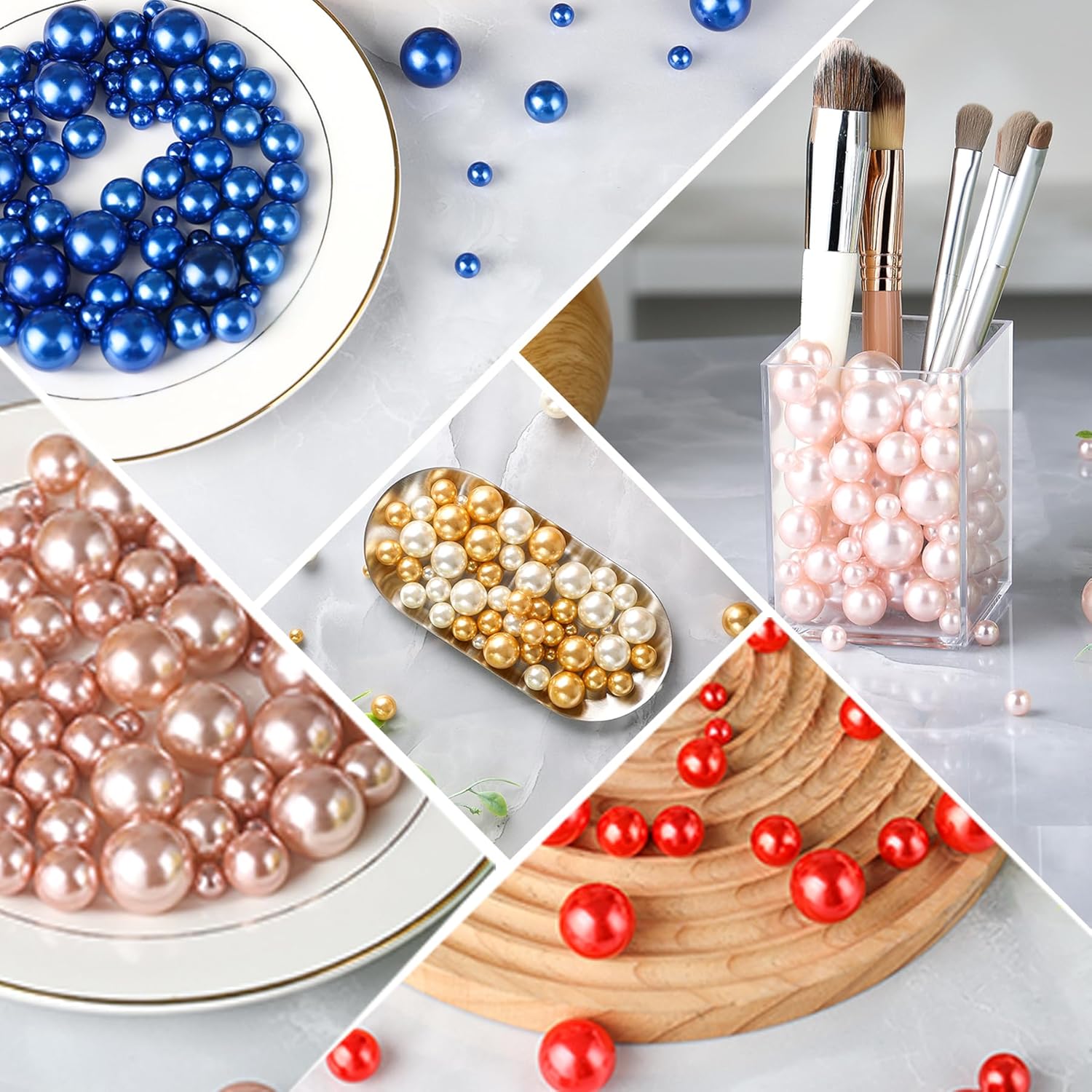 200Pcs Beads Pearls for Vases, No Hole Faux Pearl for Centerpieces Vase Fillers, Party Wedding Decoration Home Table Makeup Decor (Navy Blue 8/14/20mm) - Image 5