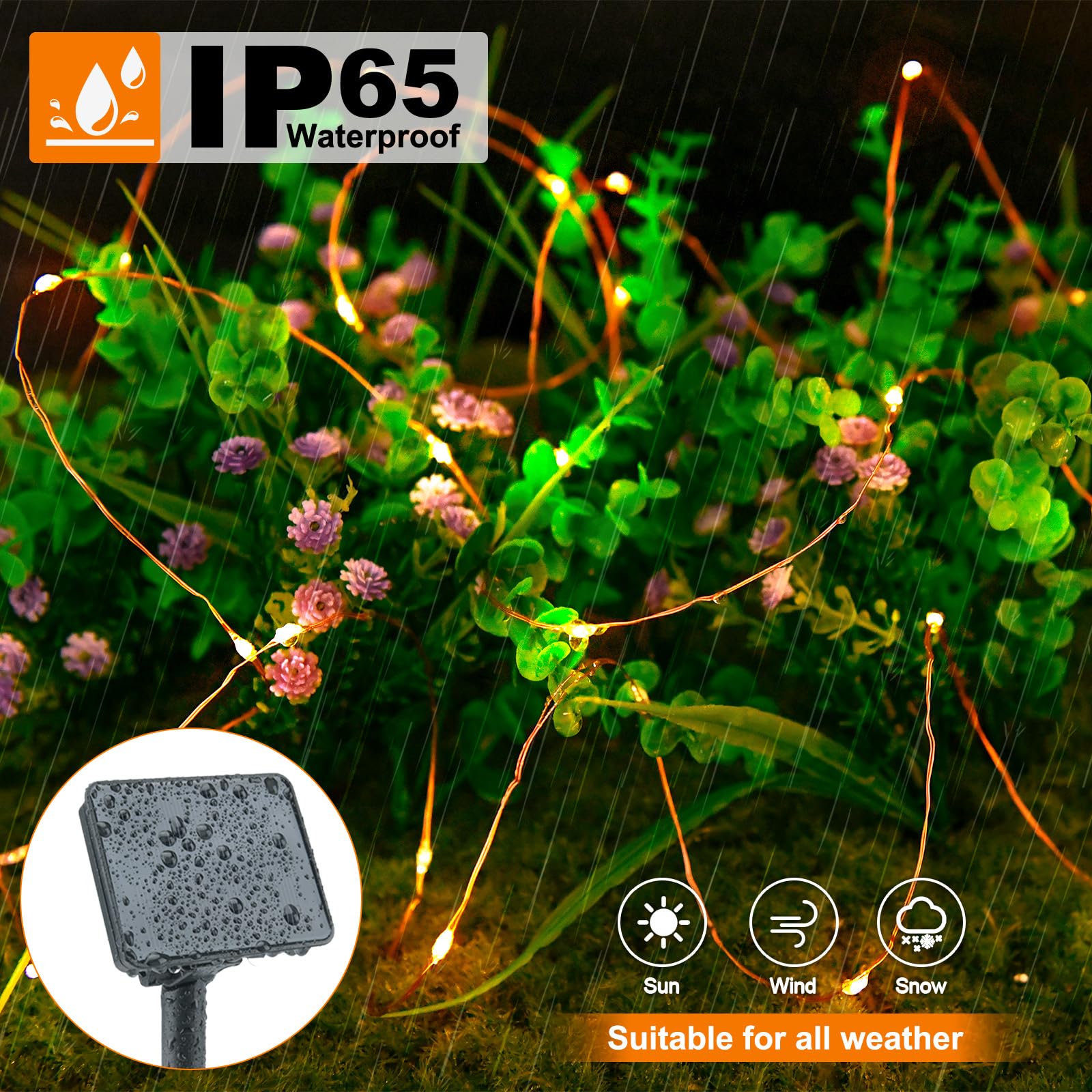 Solar String Lights Outdoor, Isisyu 6M/20Ft 60 LED Solar Lights Outdoor Garden Waterproof - Image 3