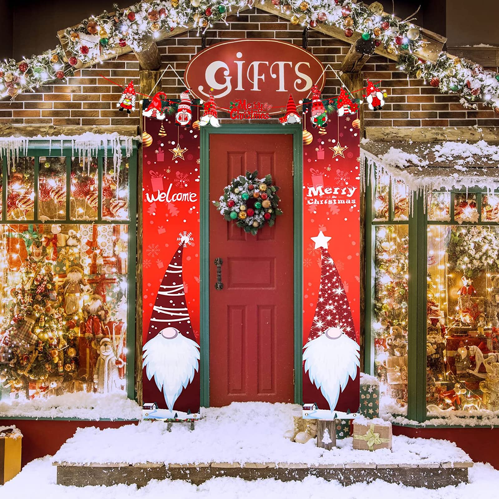 Benvenuto Decorazioni per Porta di Natale Decor, Decorazioni di Natale
