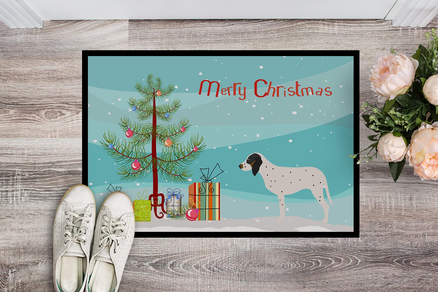 Caroline's Treasures BB8437MAT Gascon Saintongeois Christmas Doormat 18x27 Front Door Mat Indoor Outdoor Rugs for Entryway, Non Slip Washable Low Pile, 18H X 27W