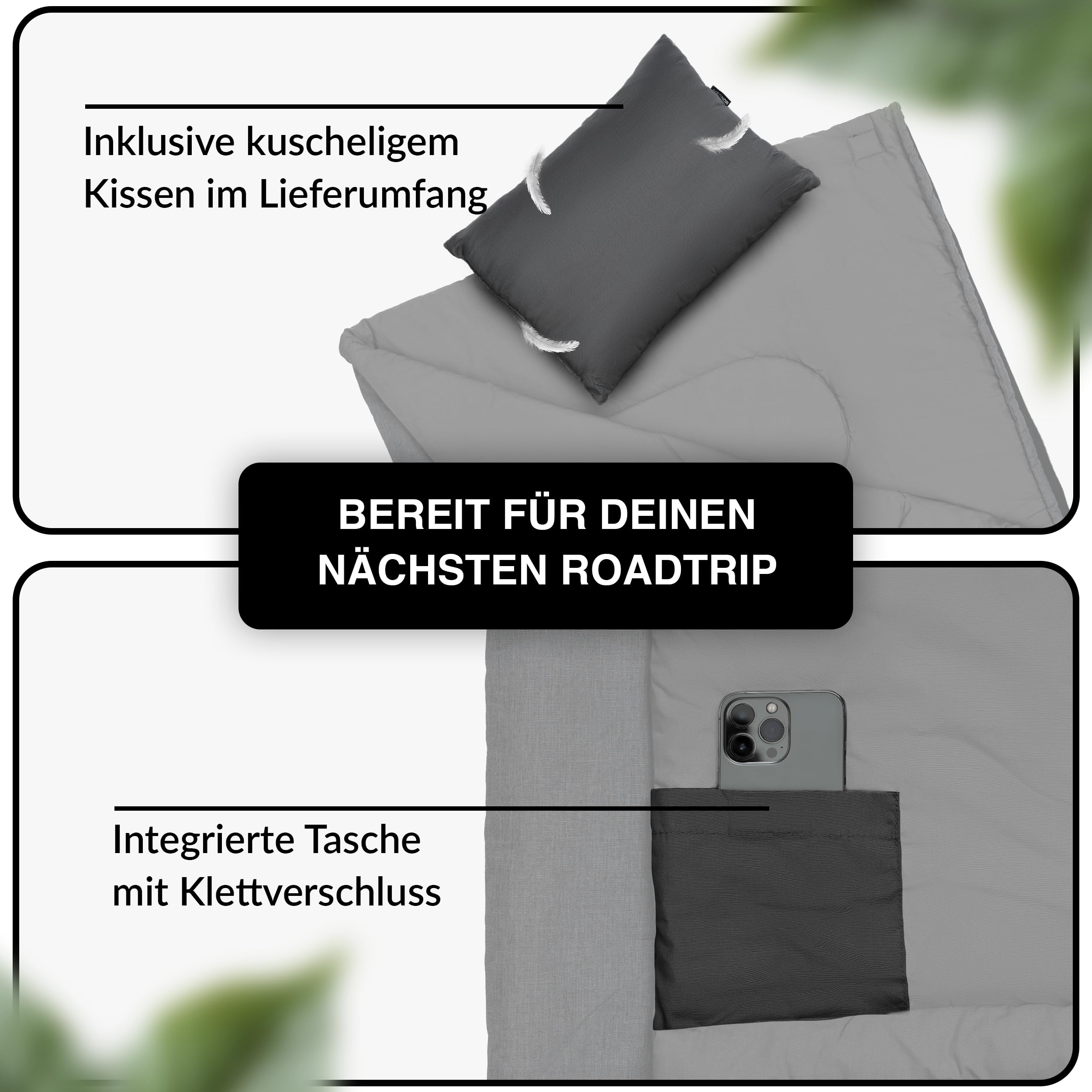 MONTARAY Deckenschlafsack 100% Baumwolle bis -3°C INKL. Kissen - Outdoor Winter-Schlafsack & Sommer-Schlafsack 280GSM 3-4 Jahreszeiten