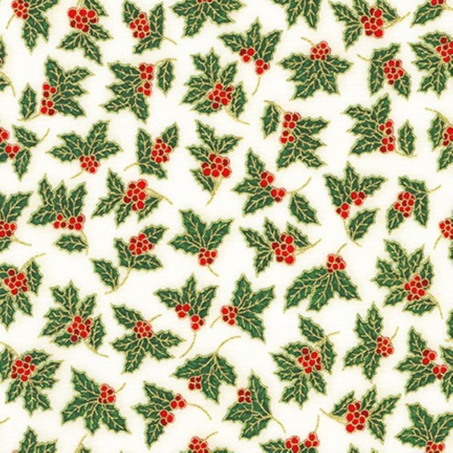 Robert Kaufman Holiday Charms SRKM 19950 15 Ivory Holly Toss