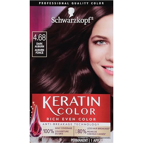 Schwarzkopf Keratin Color Permanent Hair Color Cream, 4.68 Dark Auburn, 1 Kit
