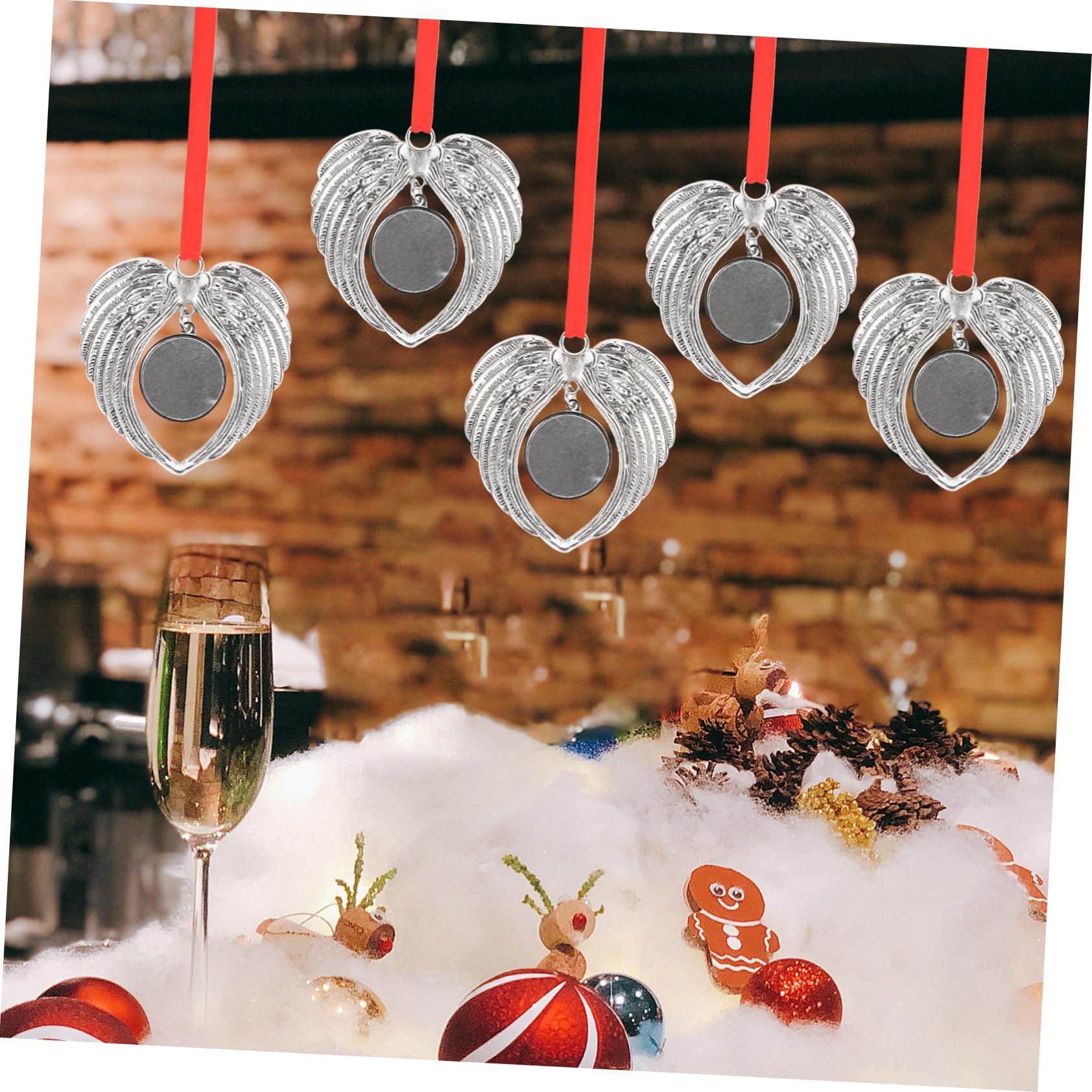 TOPBATHY 30 STK Engelsflügel Anhänger Weihnachtsfensteranhänger Urlaubsparty Liefert Gunst Weihnachtsbaumschmuck Zum Aufhängen Sublimation Personalisierter Anhänger Zinklegierung