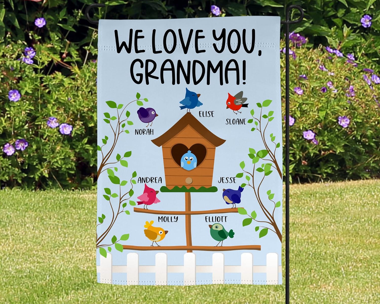 Grandmother Garden Flag, Personalized Flag With Grandchildren's Names, Gift For Grandma, Flag Only