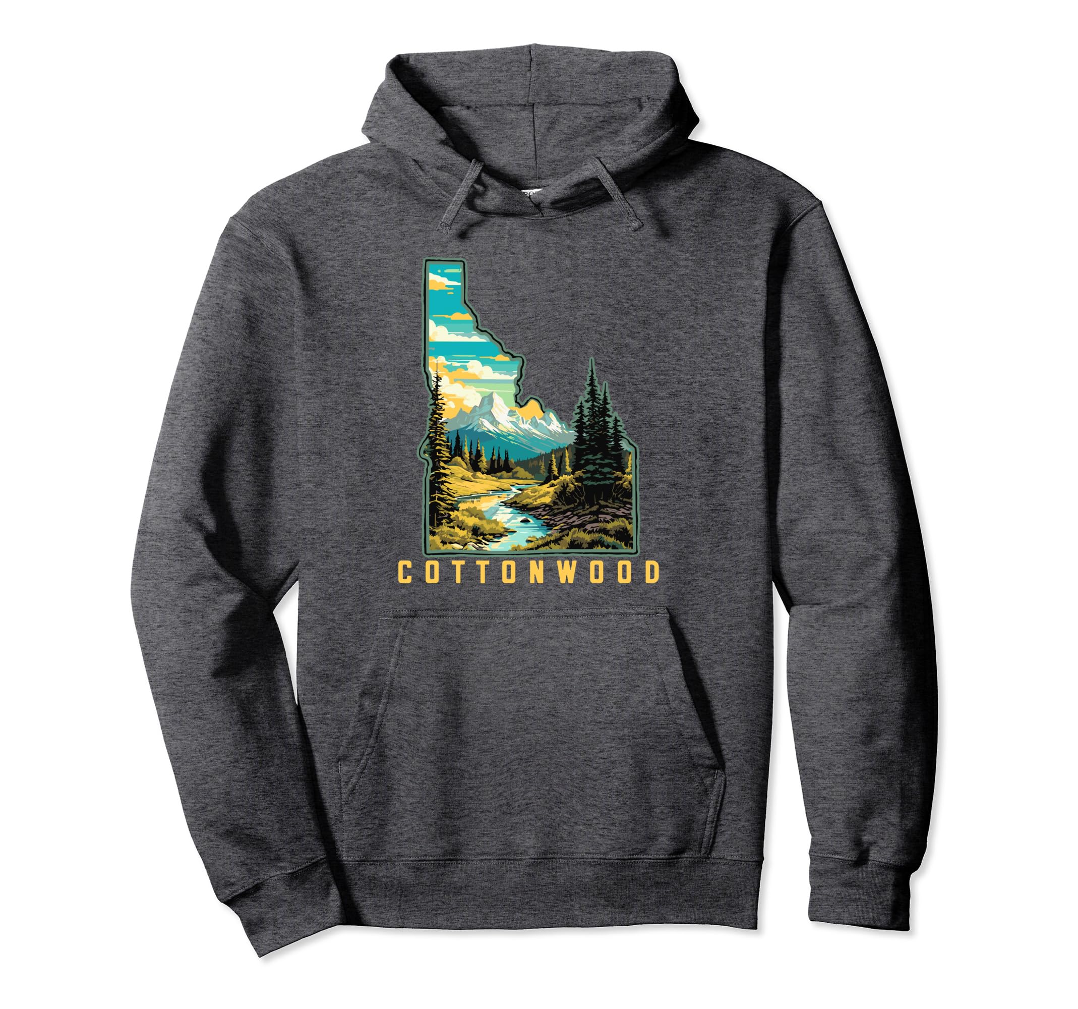 Cottonwood Idaho State Outdoor Nature Graphic Pullover Hoodie