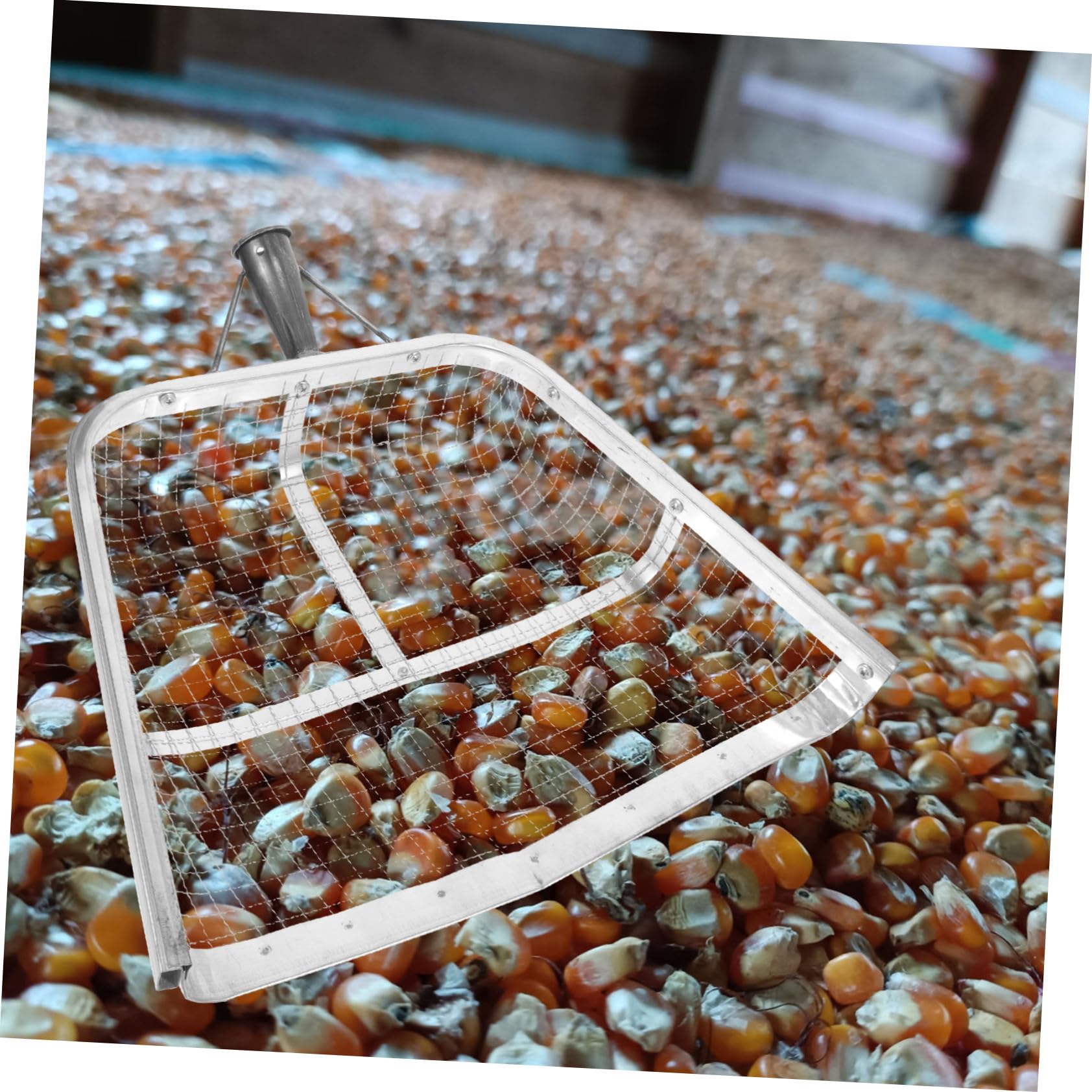Homoyoyo Pala De Grano De Hierro para Jardín y Agricultura, Pala De Mano Práctica Cedazo De 12 Mm para Recoger Maíz, Tierra y Arena, Herramienta Ligera y Portátil para Huerto y Macetas