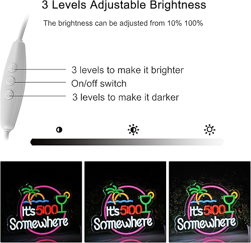 Miniatura 2 de Letrero de neón con texto en inglés "It's 5 00 O'clock Some Donde" para decoración de pared, regulable, LED, bar, cerveza, garaje, luz de neón,