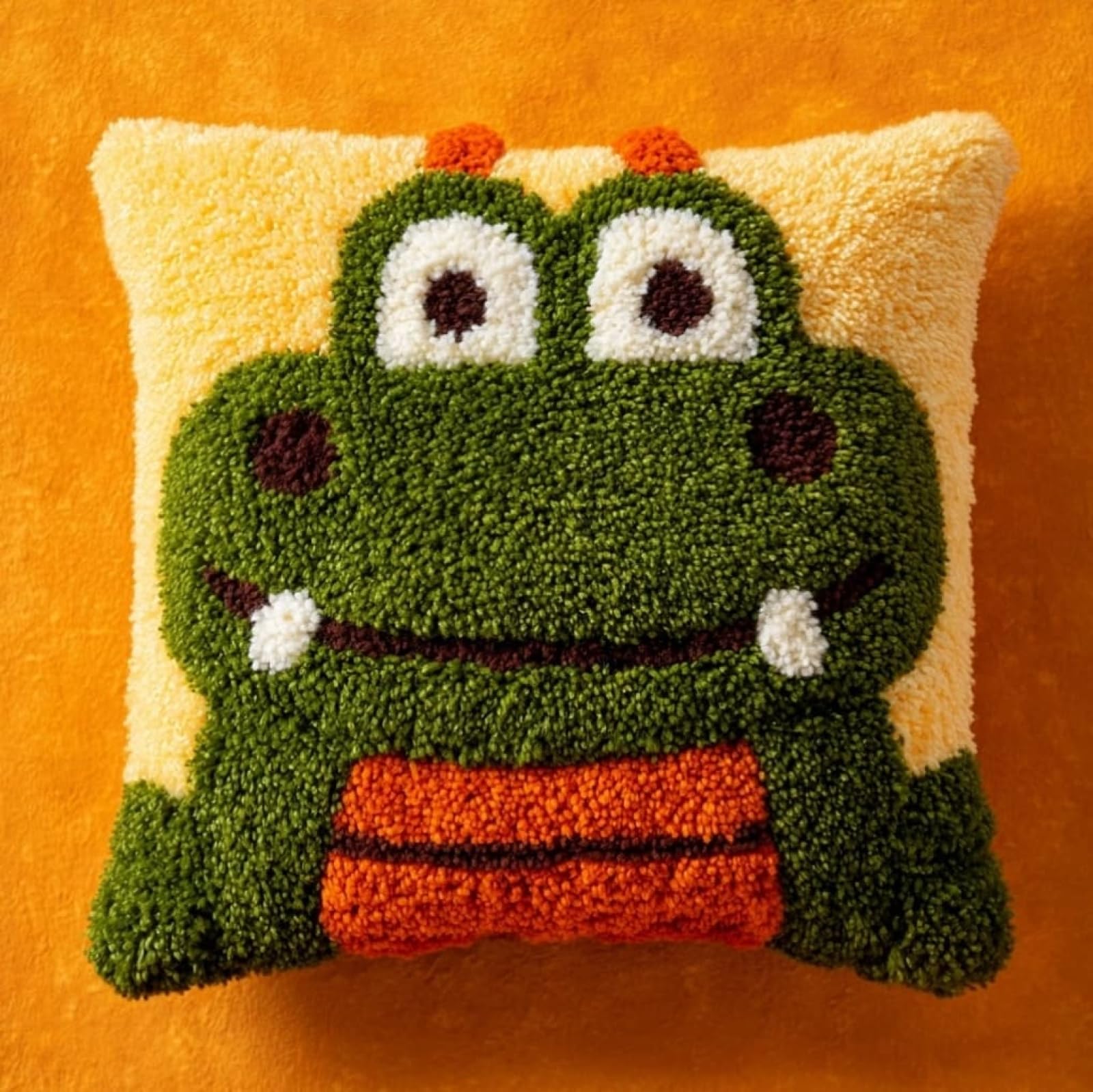 AxiangziK Latch Hook Pillow Craft Kit,Cartoon Dinosaur 43x43cm/17x17Inch,Complete Starter Kit for Beginners & Craft Enthusiasts