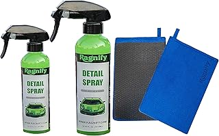 Ragnify- 2 Mesh Clay Mitt with Detailing Spray 16oz, Quick Waterless Detailer for Shine, Car Wax for Clay Bar, Gloss & Depth to Paint, Quick Detailer Kit (2x8 Oz Spray Bottles & 2 Mitts)