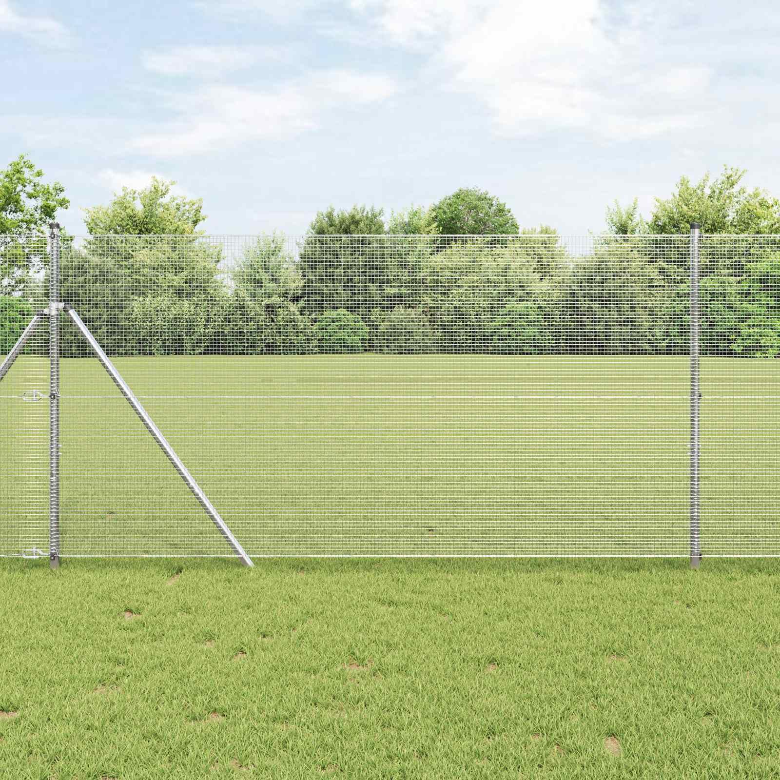 Doppelstabmattenzaun 5000 x 140 cm Silber,Zaunfelder,42004969