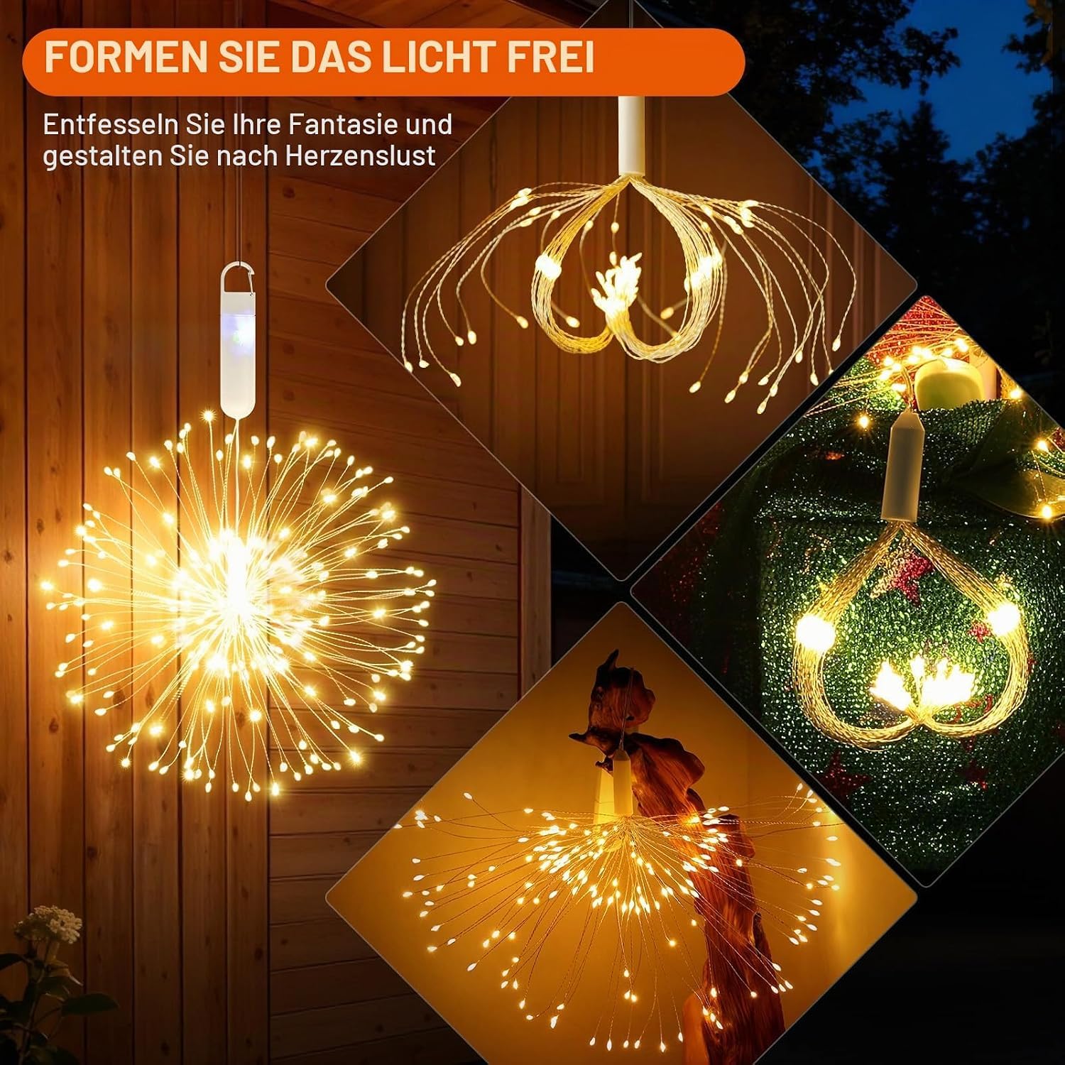 Fuochi d'artificio Luci, USB Luci Alimentato con Telecomando, 8 pezzi 8 Modalità Filo di Rame Luci Stringa per Decorazione di Giardino di Festa di Nozze
