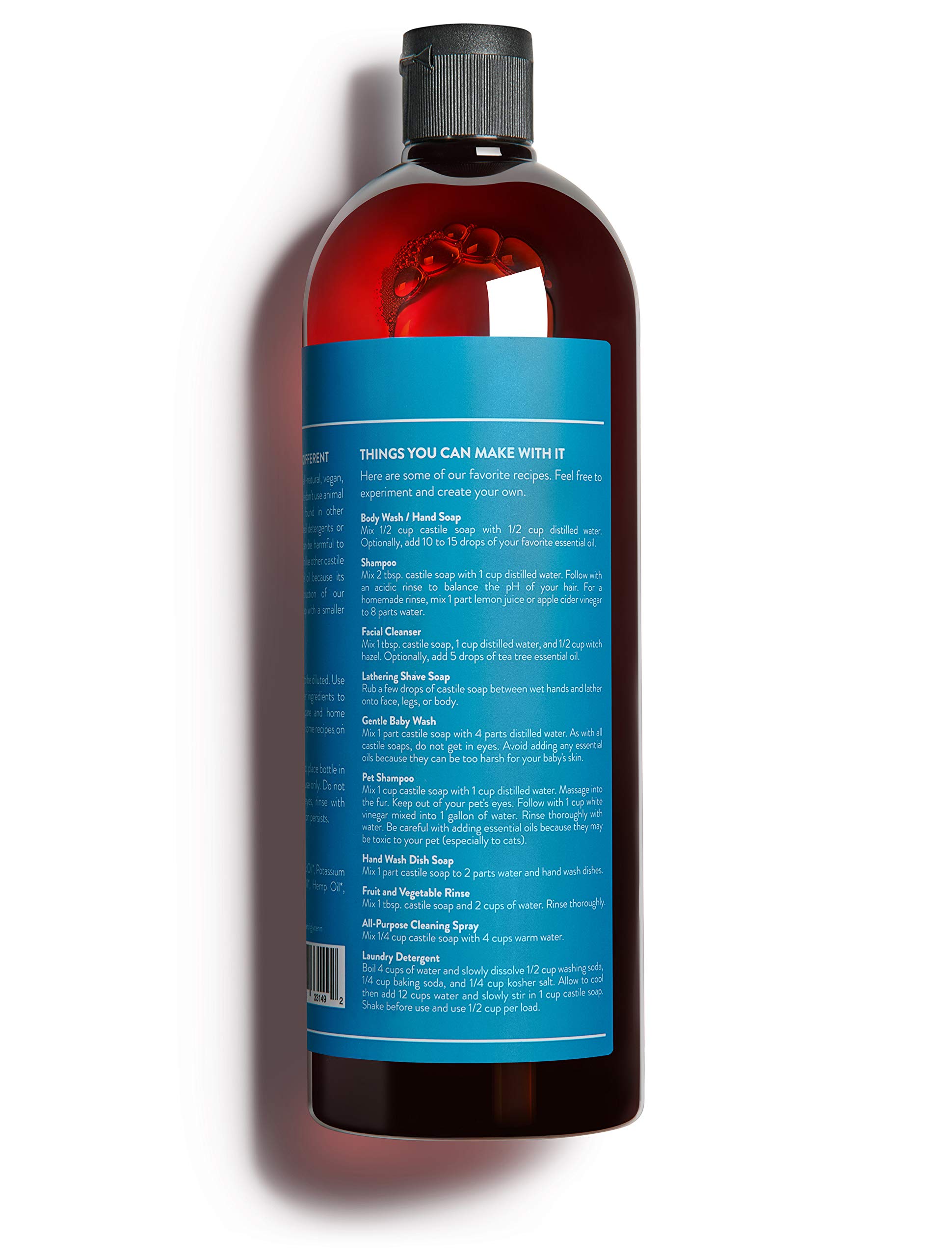 Cove Unscented Castile Soap 900 g – wyłącznie certyfikowana organiczna, wegańskie składniki z arganem, jojobą i olejkami konopi - skoncentrowana pasta do płynów - Made in the USA by Cove