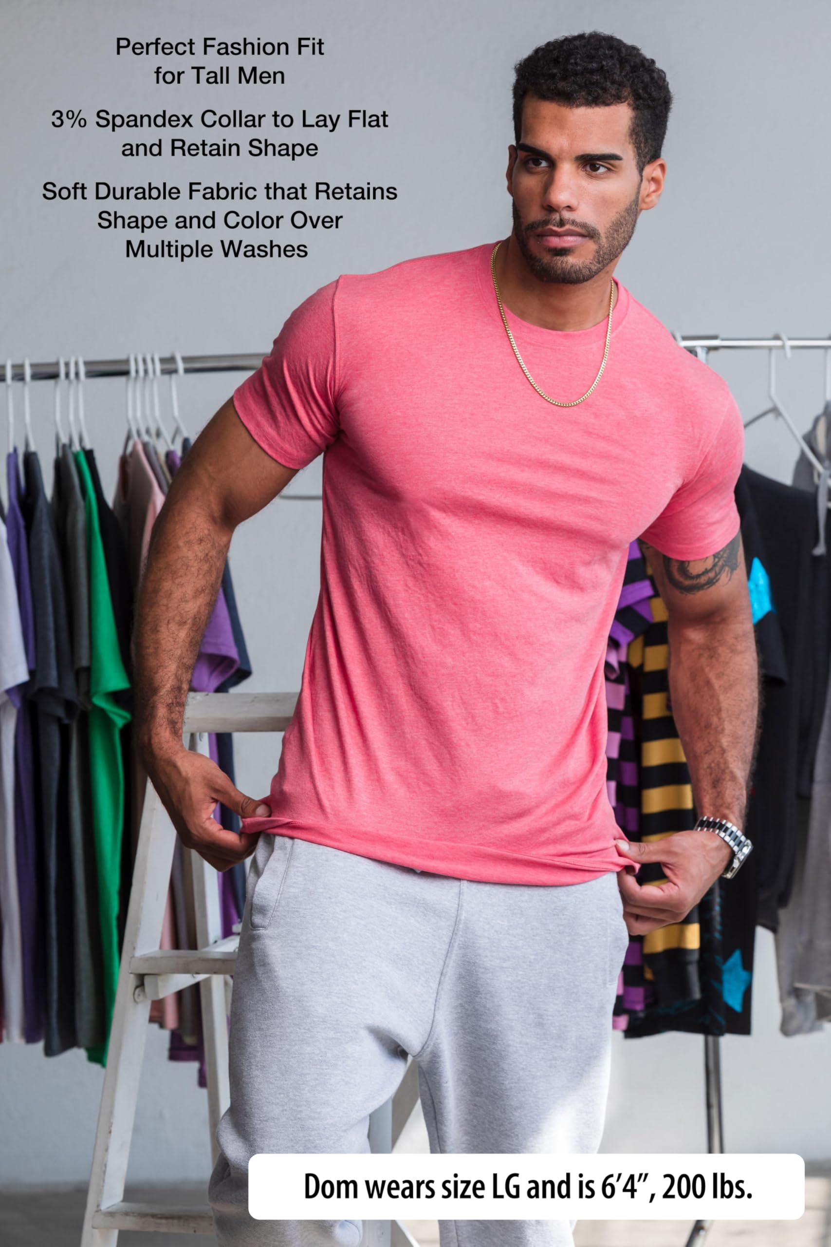 Have It Tall, Herren Soft Blend Lang T-Shirt, Men's Tall Tee, Fashion Long Fit, Small Tall bis 3XL Tall