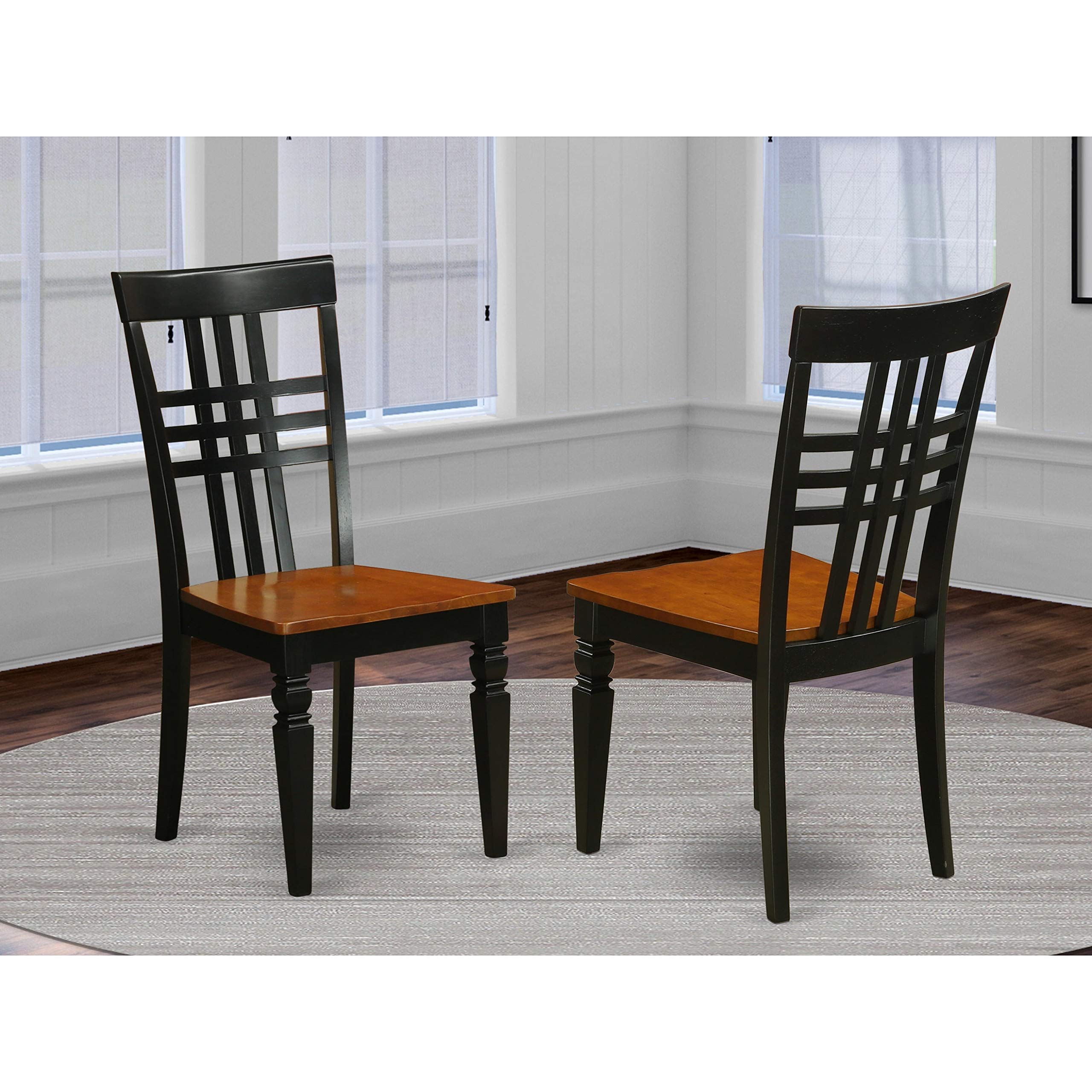 East West FurnitureLogan dining chairs set - Wooden Seat and Black Hardwood Frame dining chair set of 2