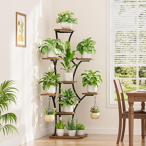 Miniatura 4 de Soporte de esquina para plantas con luces de crecimiento, estante de interior de 52.7 pulgadas, soporte de esquina para plantas de interior, soporte