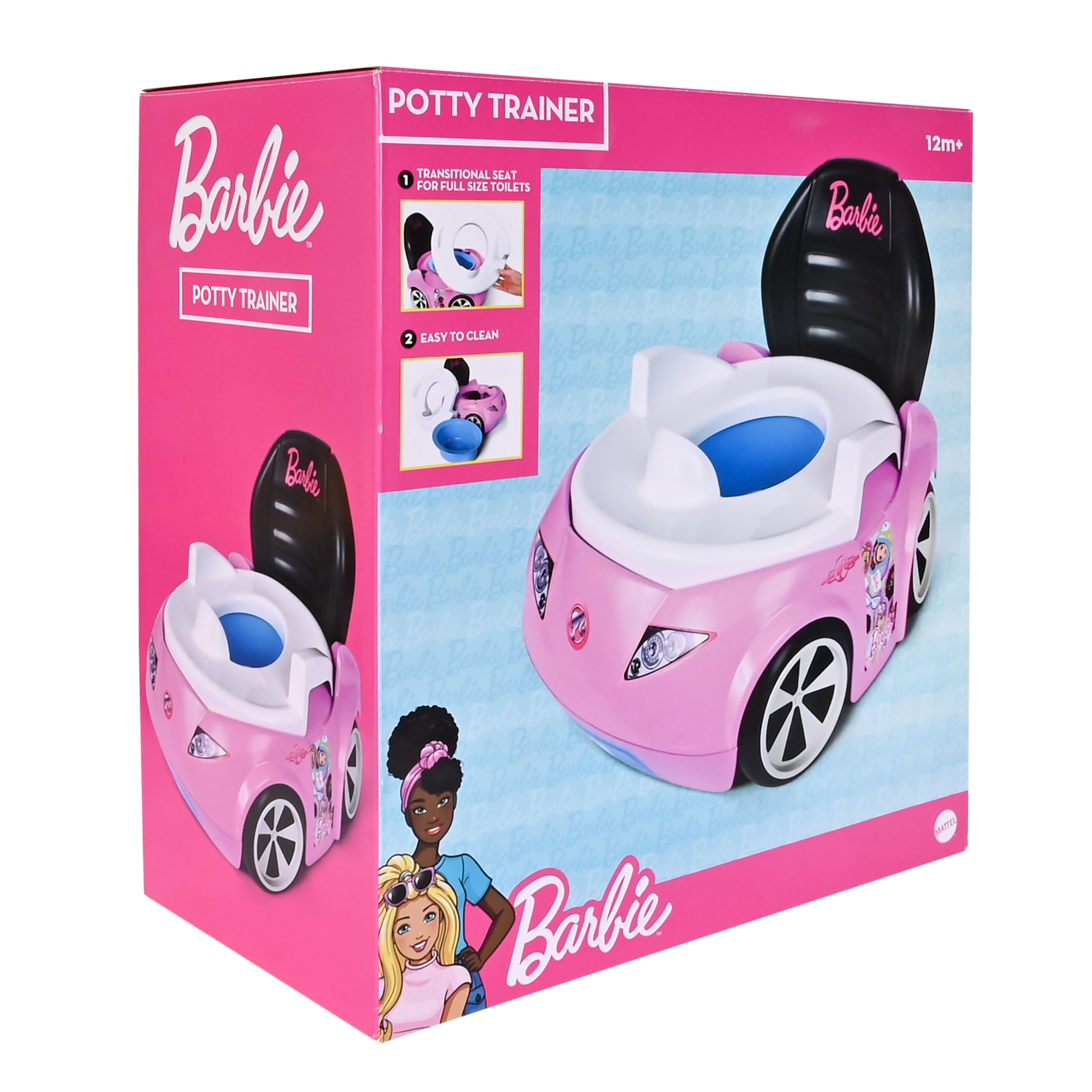 Barbie Odwracalna toaleta do nauki korzystania z nocnika, zawiera zdejmowaną deskę sedesową dla malucha i nocnik dla dzieci, dla dzieci w wieku od 12 miesięcy, różowa