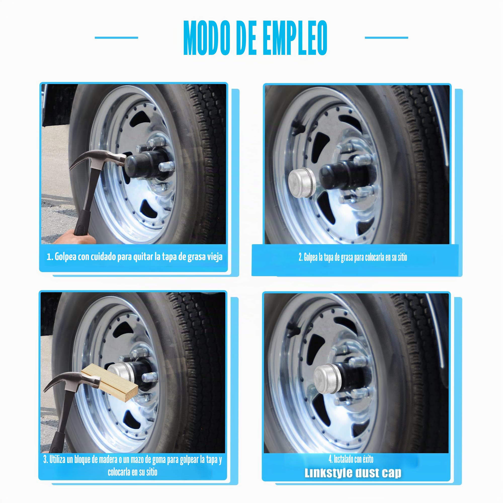 X AUTOHAUX 2uds 1.98" Remolque Eje Anti-Polvo Tapa Copa Grasa Cubierta para Remolque Caravana