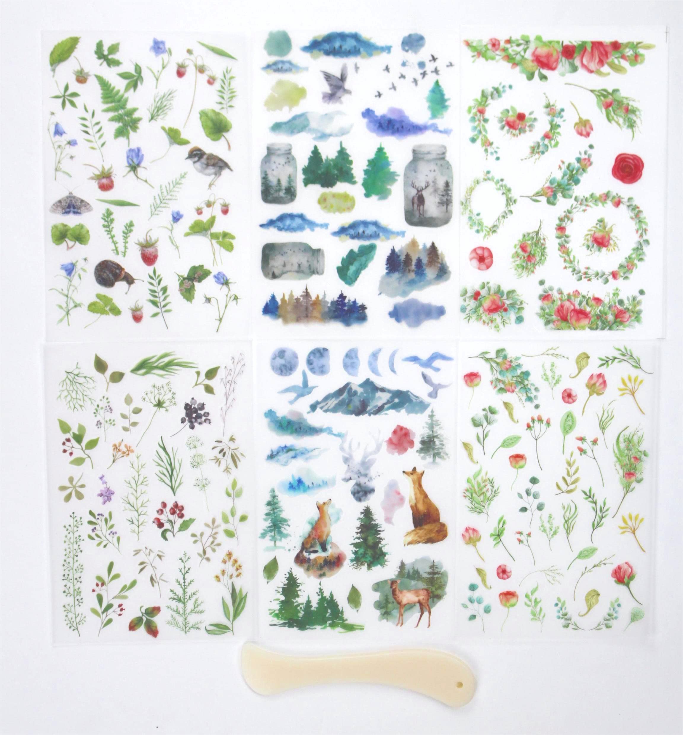 Rub On Transfer Stickers for Crafts Scrapbooking Embellishments Supplies,Scrapbook Stickers Decoration for Journaling Planner Diary DIY Album Bullet Art Junk Journals Wood Fabric