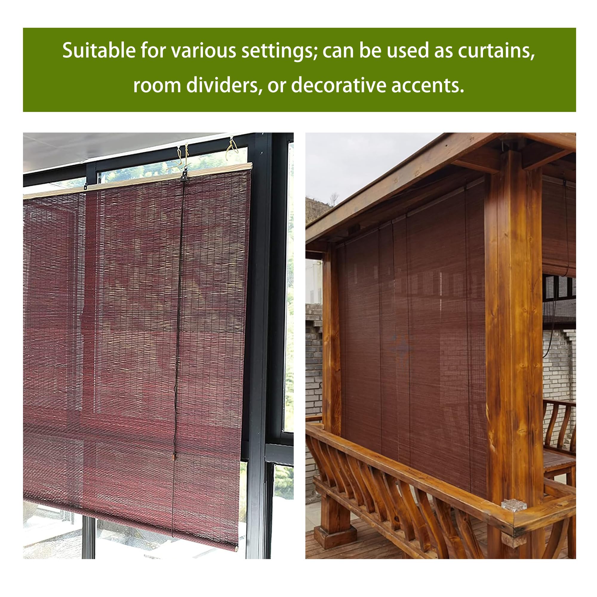 Store Bambou Intérieur Lames 80 x 120 cm Protection Solaire Store en Bambou Exterieur Interieur Facile à Installer pour Balcon et Terrasse, Pourpre