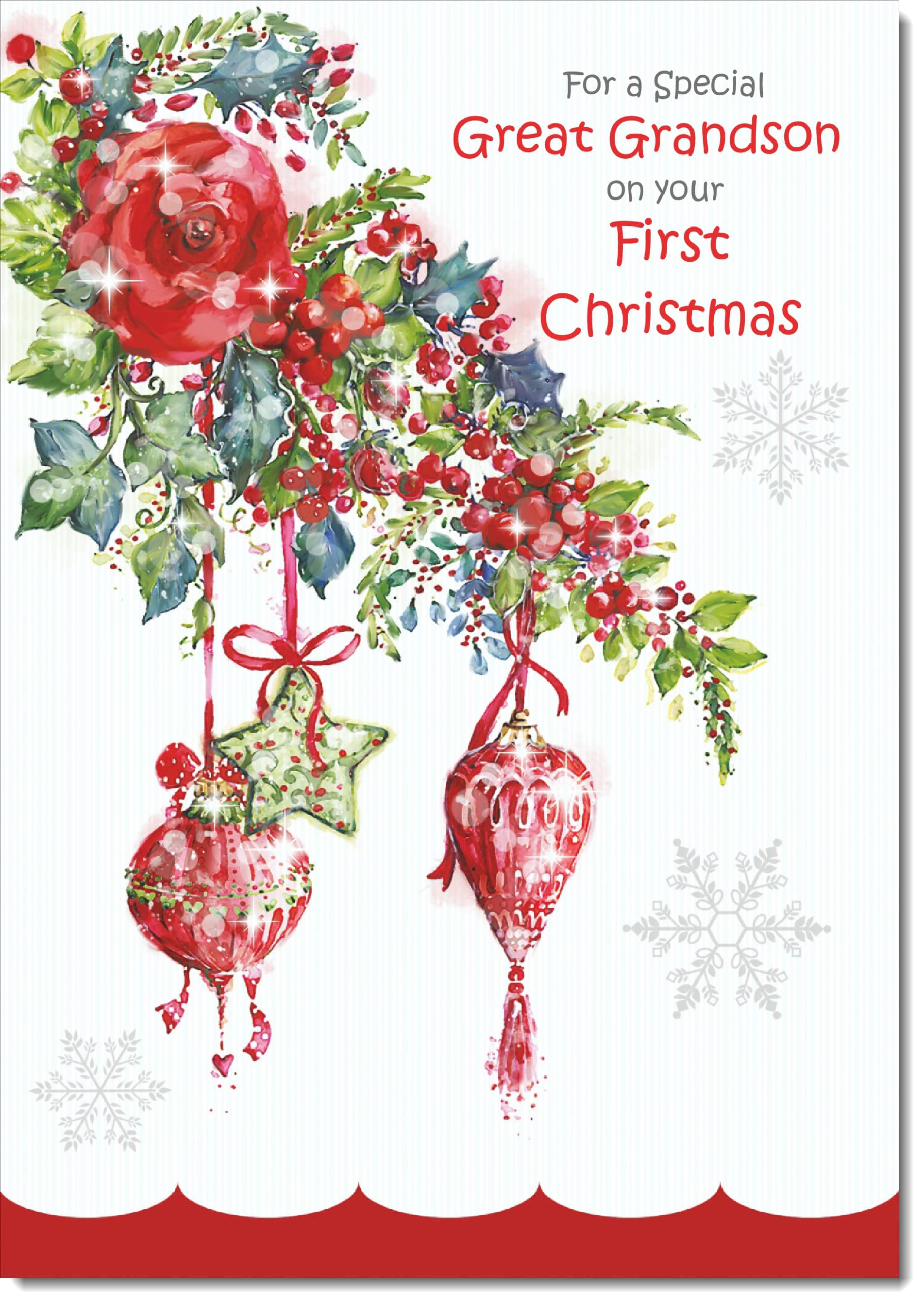 doodlecards Great Grandsons 1st First Christmas Card Decorations Large A4 Size Christmas Card for Great Grandsons 1st with Plain Envelope — image 1